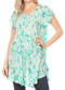Vestido corto holgado estilo bohemio con cuello en V y mangas cortas Sakkas Xoana para mujer
