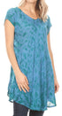 Vestido corto holgado estilo bohemio con cuello en V y mangas cortas Sakkas Xoana para mujer