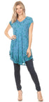 Vestido corto holgado estilo bohemio con cuello en V y mangas cortas Sakkas Xoana para mujer