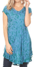Vestido corto holgado estilo bohemio con cuello en V y mangas cortas Sakkas Xoana para mujer