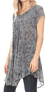 Vestido corto holgado estilo bohemio con cuello en V y mangas cortas Sakkas Xoana para mujer