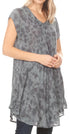 Vestido corto holgado estilo bohemio con cuello en V y mangas cortas Sakkas Xoana para mujer