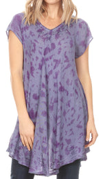 Vestido corto holgado estilo bohemio con cuello en V y mangas cortas Sakkas Xoana para mujer
