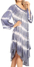Sakkas Dori Women's Long Sleeves Casual Loose Swing Midi Dress Caftan Cover-up