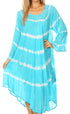 Sakkas Dori Women's Long Sleeves Casual Loose Swing Midi Dress Caftan Cover-up