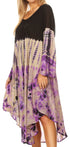 Sakkas Dori Women's Long Sleeves Casual Loose Swing Midi Dress Caftan Cover-up