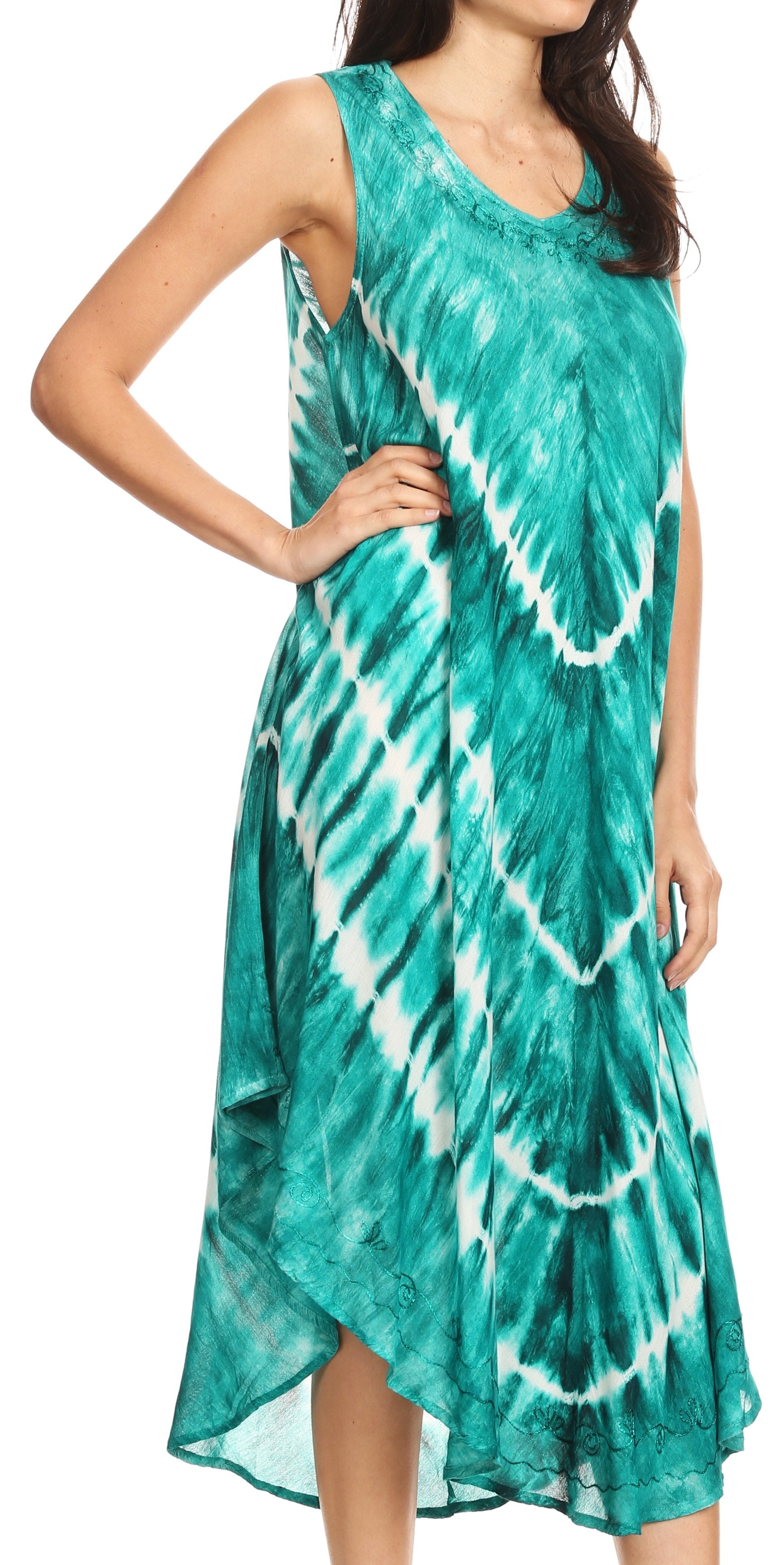 Vestido largo informal sin mangas con efecto tie-dye y tirantes finos para mujer de Sakkas Ambra
