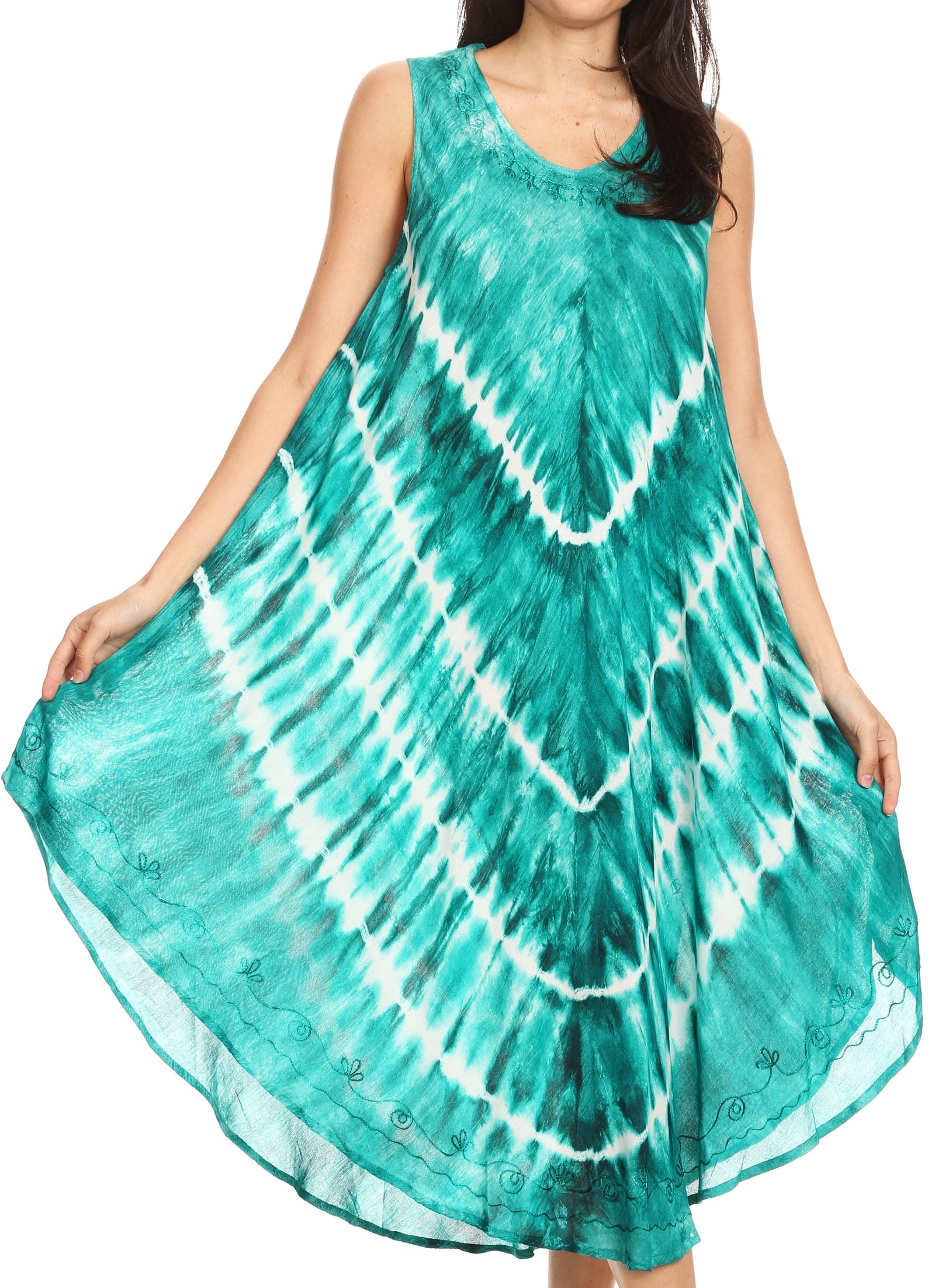 Vestido largo informal sin mangas con efecto tie-dye y tirantes finos para mujer de Sakkas Ambra