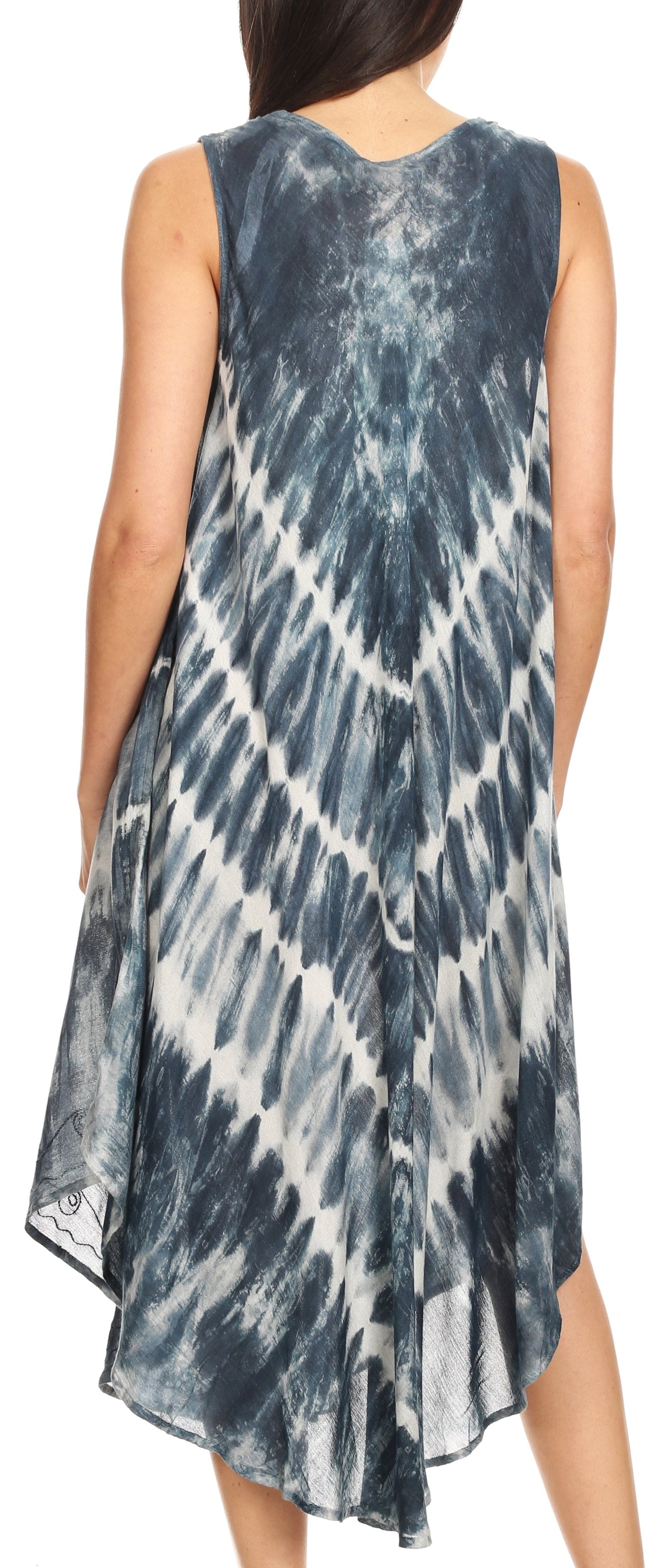 Vestido largo informal sin mangas con efecto tie-dye y tirantes finos para mujer de Sakkas Ambra