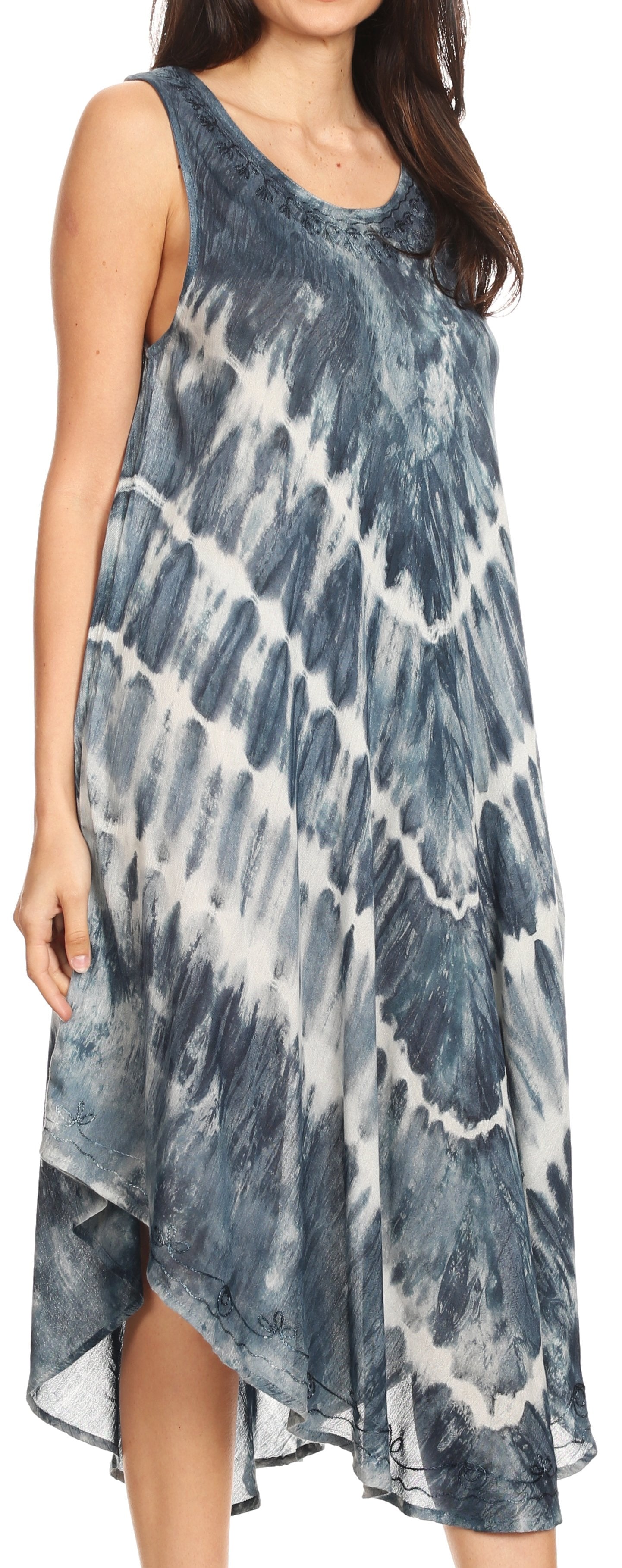 Vestido largo informal sin mangas con efecto tie-dye y tirantes finos para mujer de Sakkas Ambra