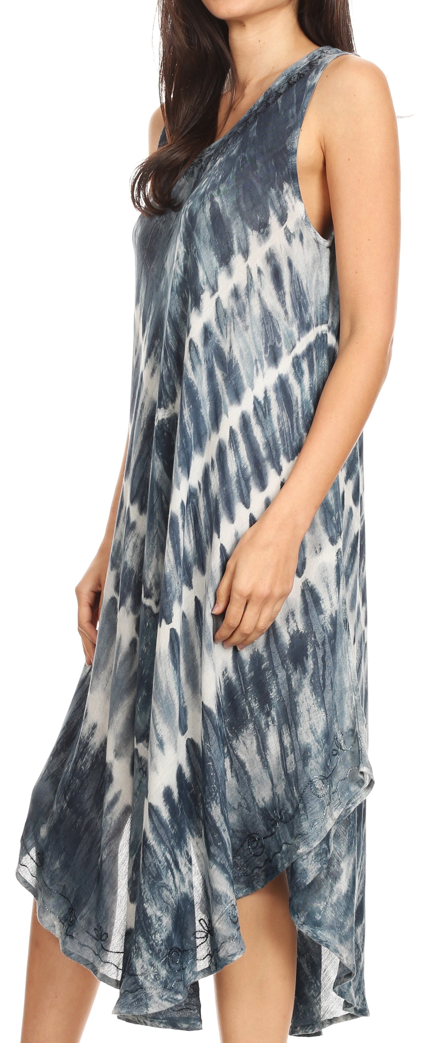 Vestido largo informal sin mangas con efecto tie-dye y tirantes finos para mujer de Sakkas Ambra