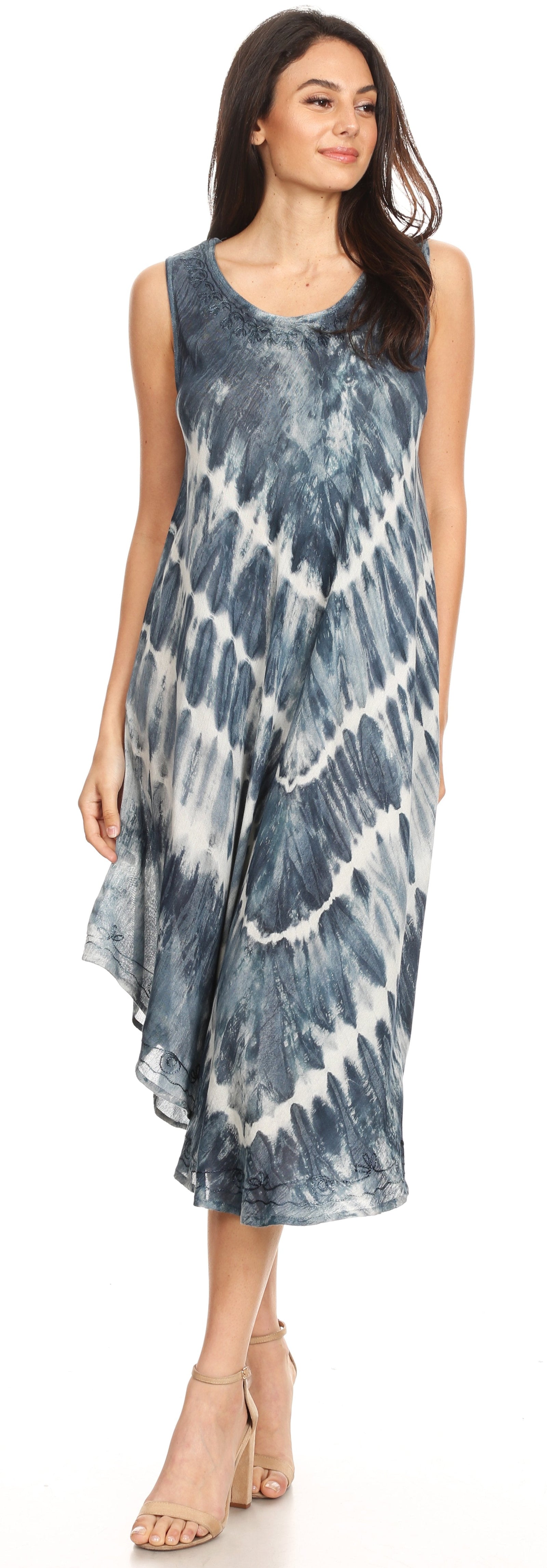 Vestido largo informal sin mangas con efecto tie-dye y tirantes finos para mujer de Sakkas Ambra