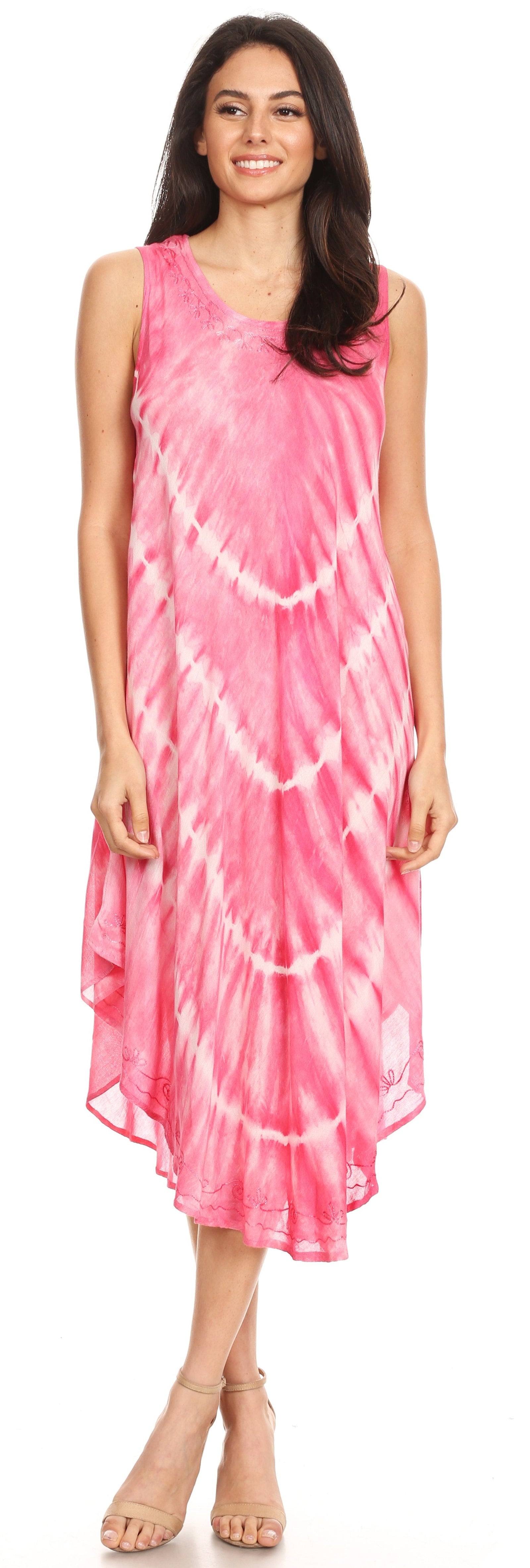 Vestido largo informal sin mangas con efecto tie-dye y tirantes finos para mujer de Sakkas Ambra
