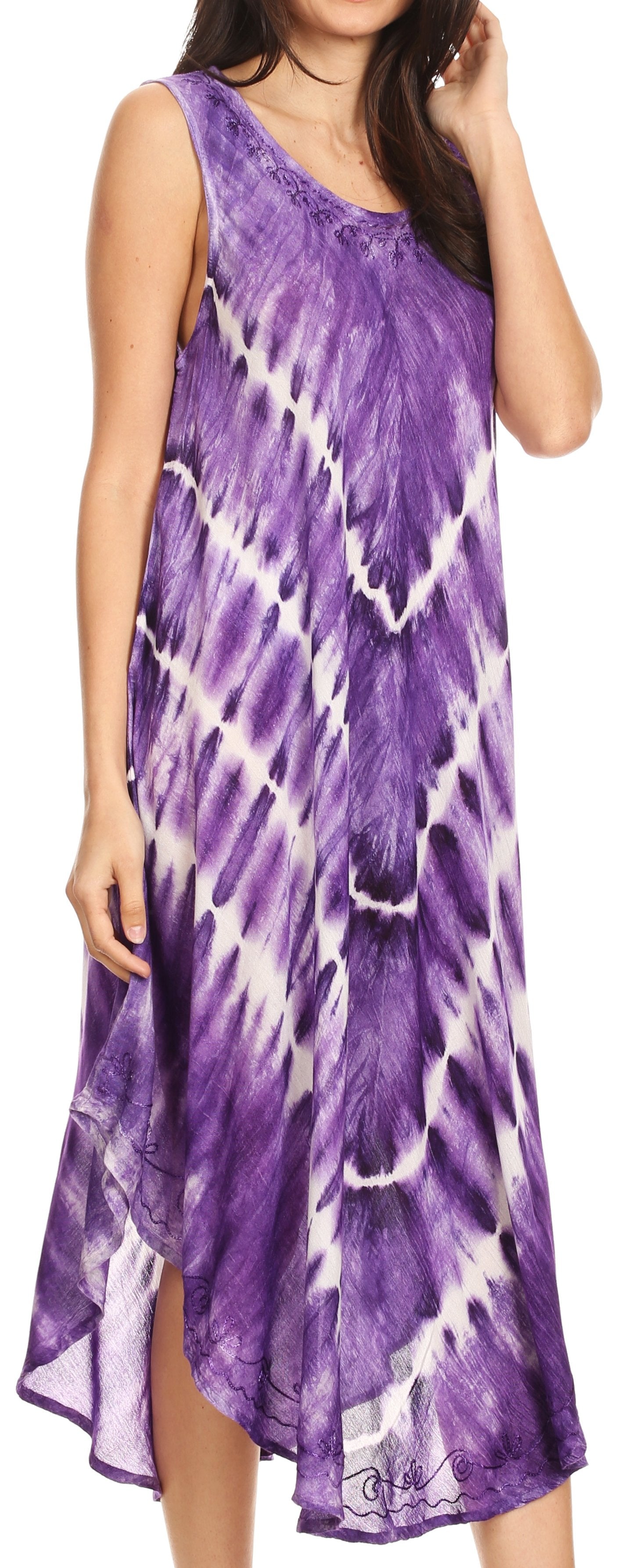 Vestido largo informal sin mangas con efecto tie-dye y tirantes finos para mujer de Sakkas Ambra