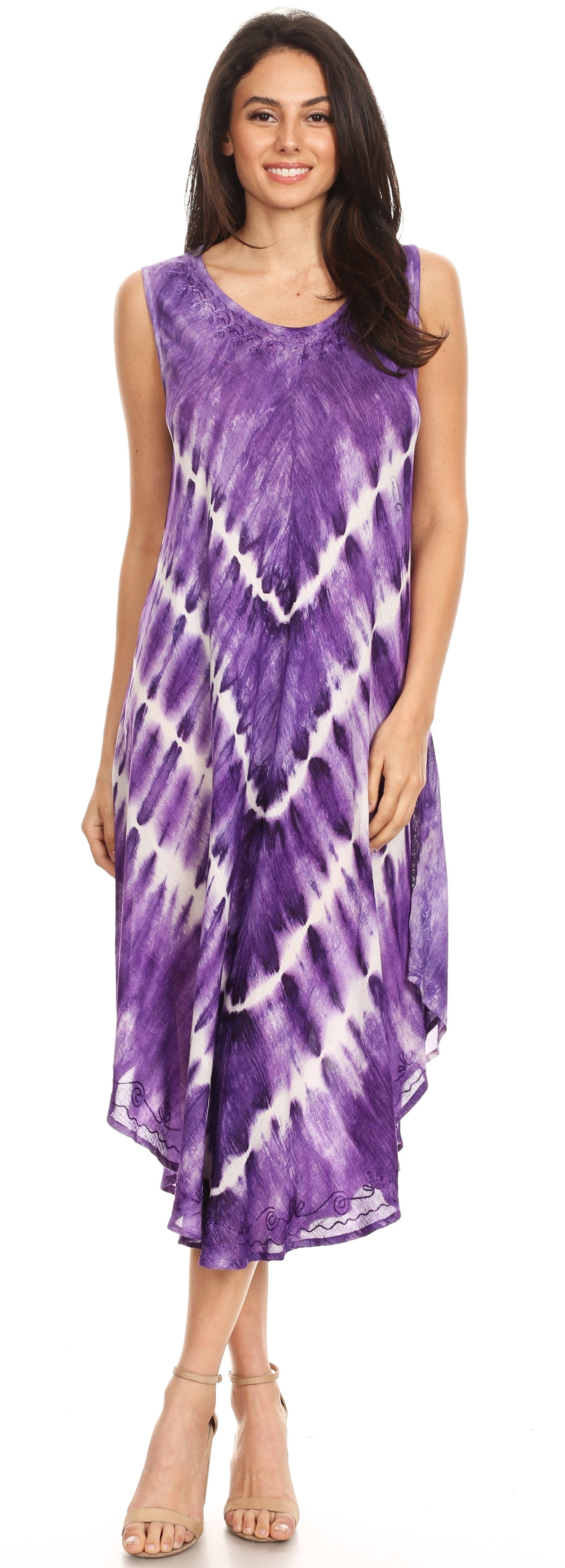 Vestido largo informal sin mangas con efecto tie-dye y tirantes finos para mujer de Sakkas Ambra