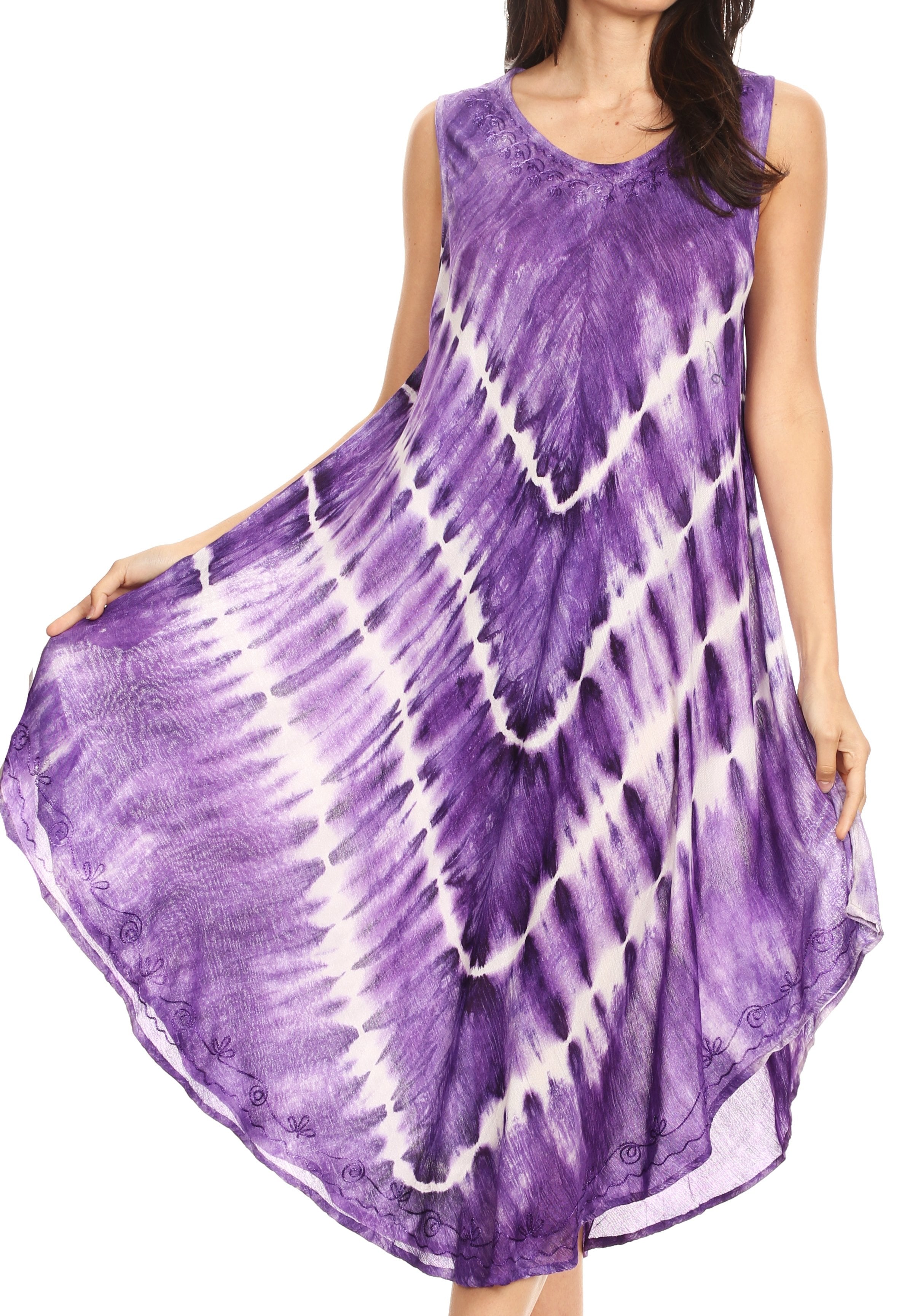 Vestido largo informal sin mangas con efecto tie-dye y tirantes finos para mujer de Sakkas Ambra