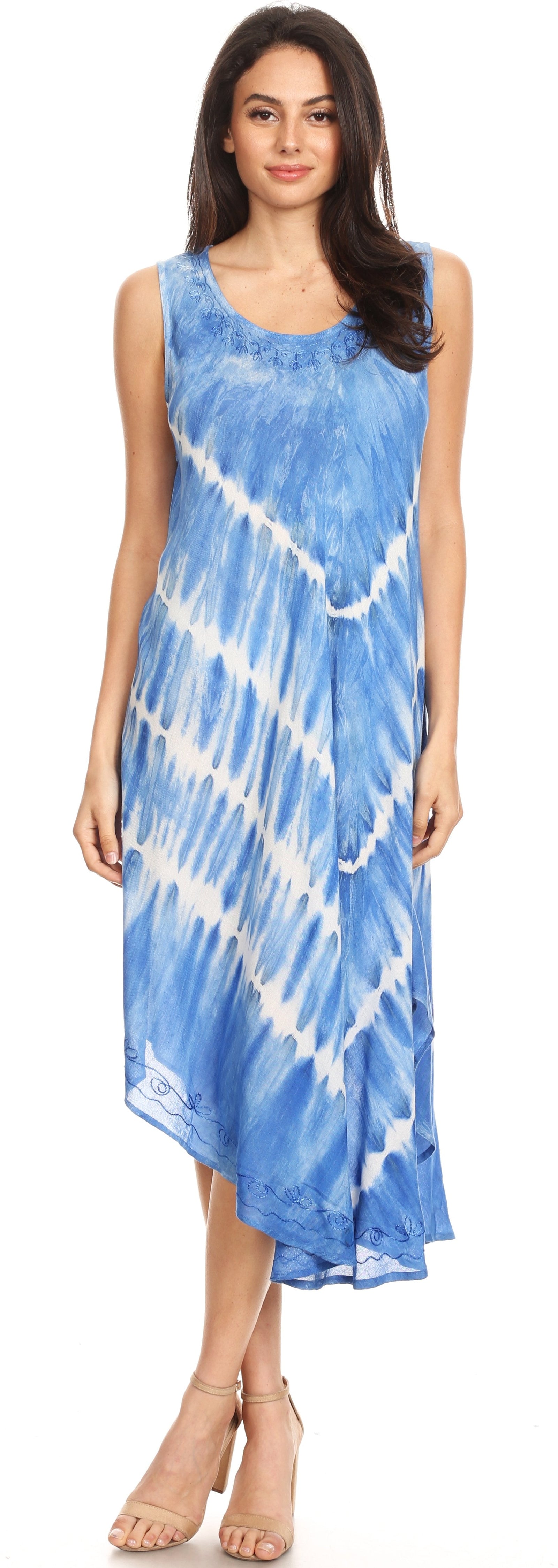Vestido largo informal sin mangas con efecto tie-dye y tirantes finos para mujer de Sakkas Ambra