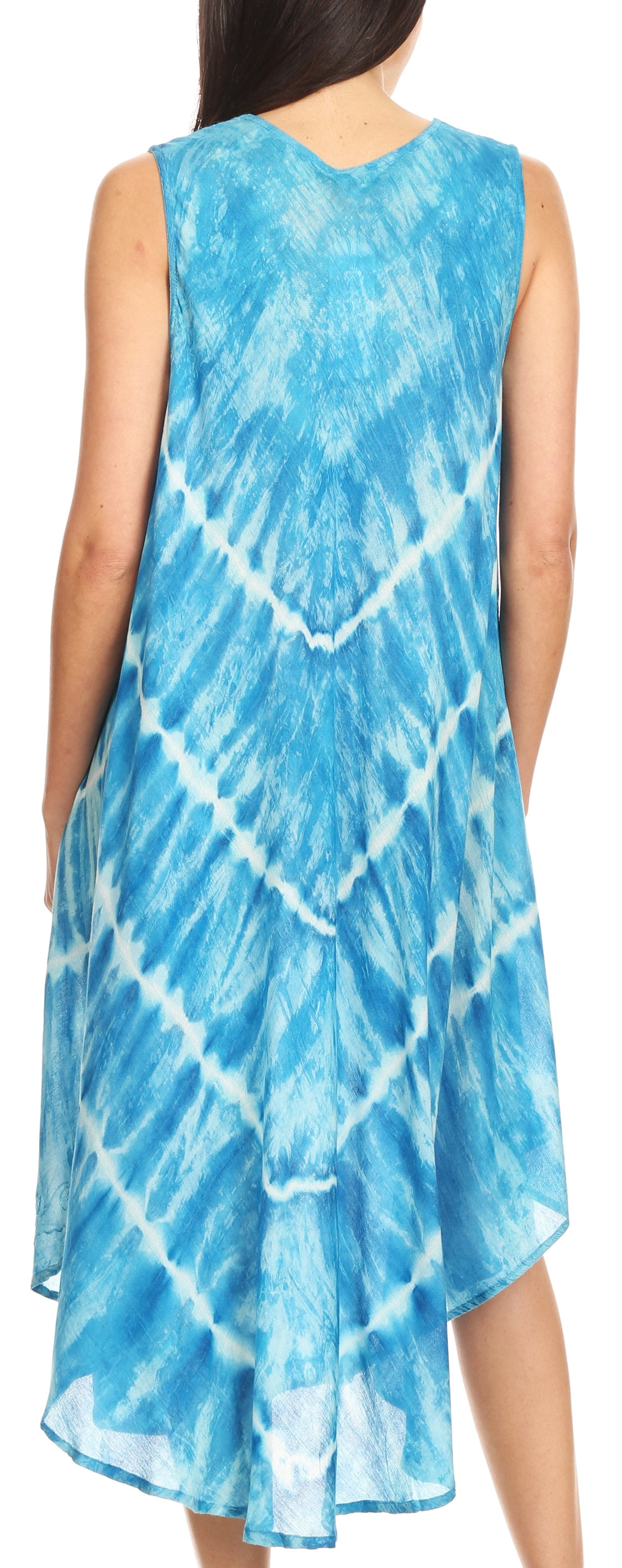 Vestido largo informal sin mangas con efecto tie-dye y tirantes finos para mujer de Sakkas Ambra