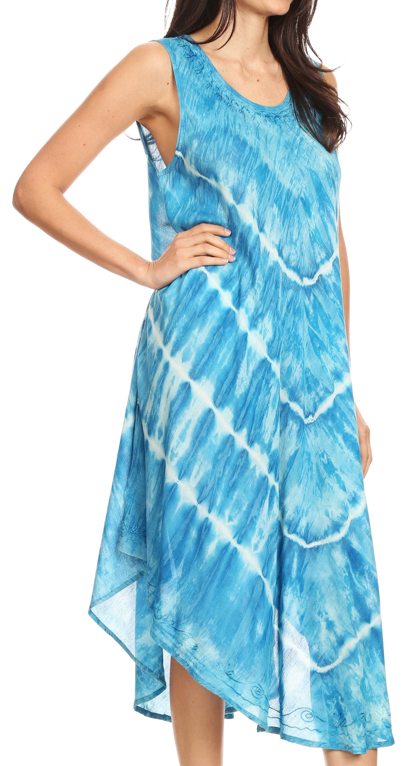 Vestido largo informal sin mangas con efecto tie-dye y tirantes finos para mujer de Sakkas Ambra