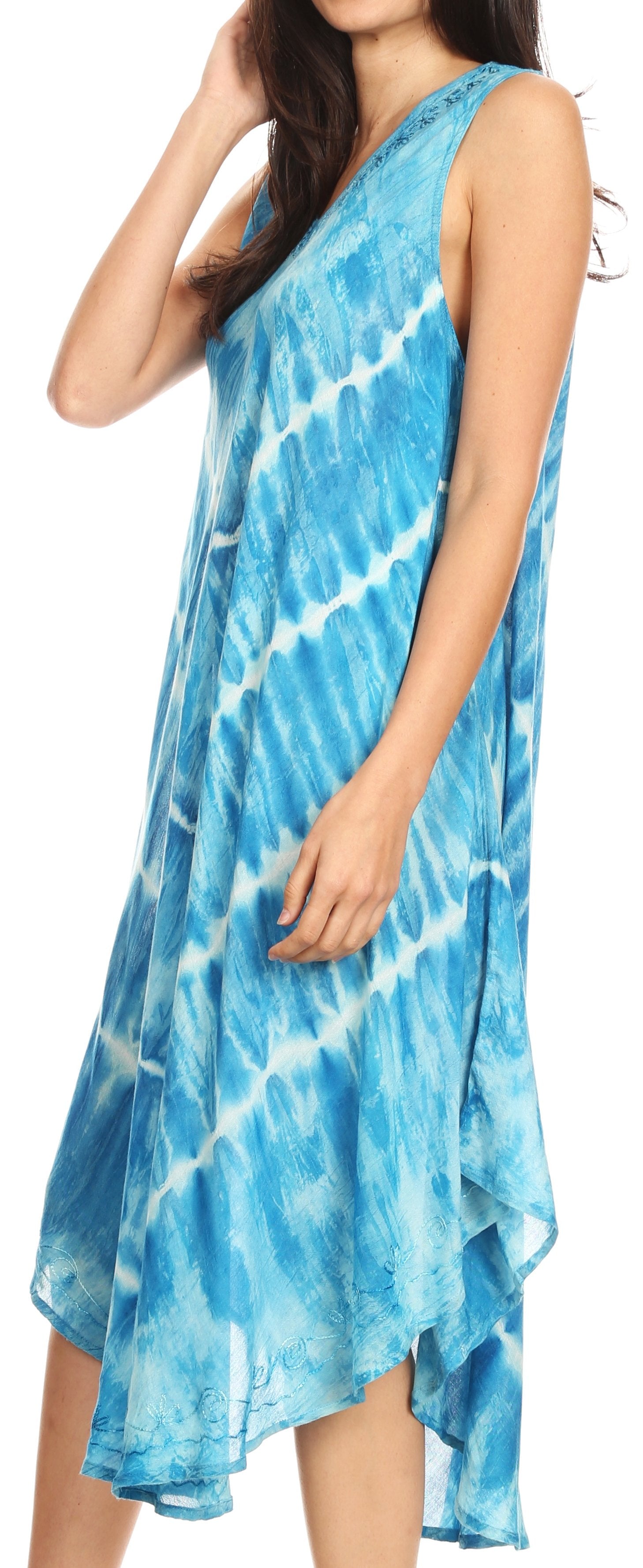 Vestido largo informal sin mangas con efecto tie-dye y tirantes finos para mujer de Sakkas Ambra
