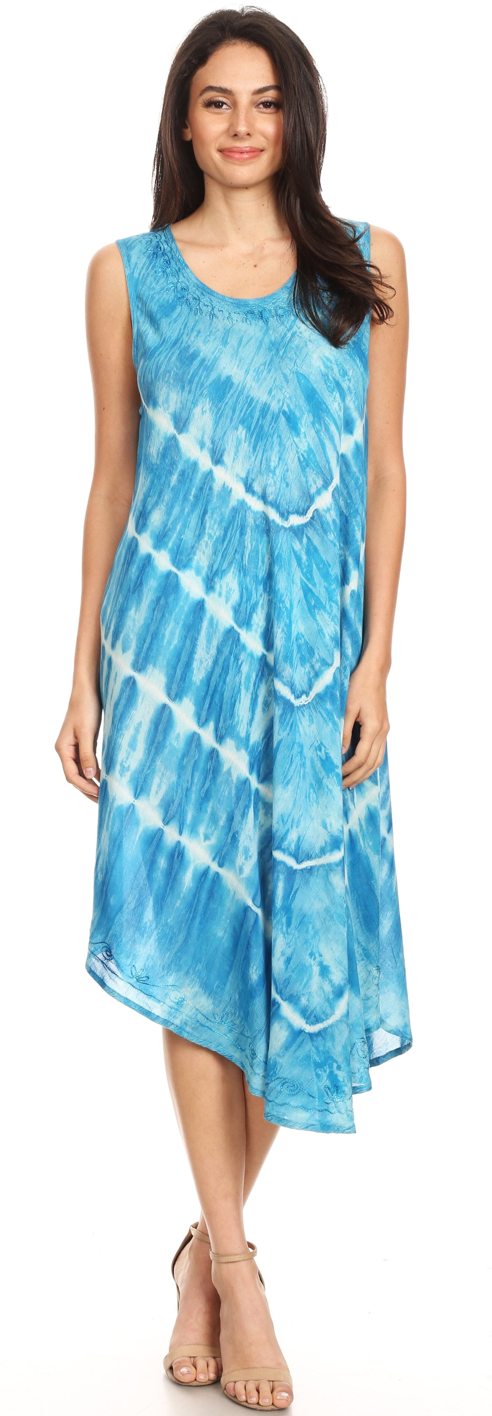 Vestido largo informal sin mangas con efecto tie-dye y tirantes finos para mujer de Sakkas Ambra