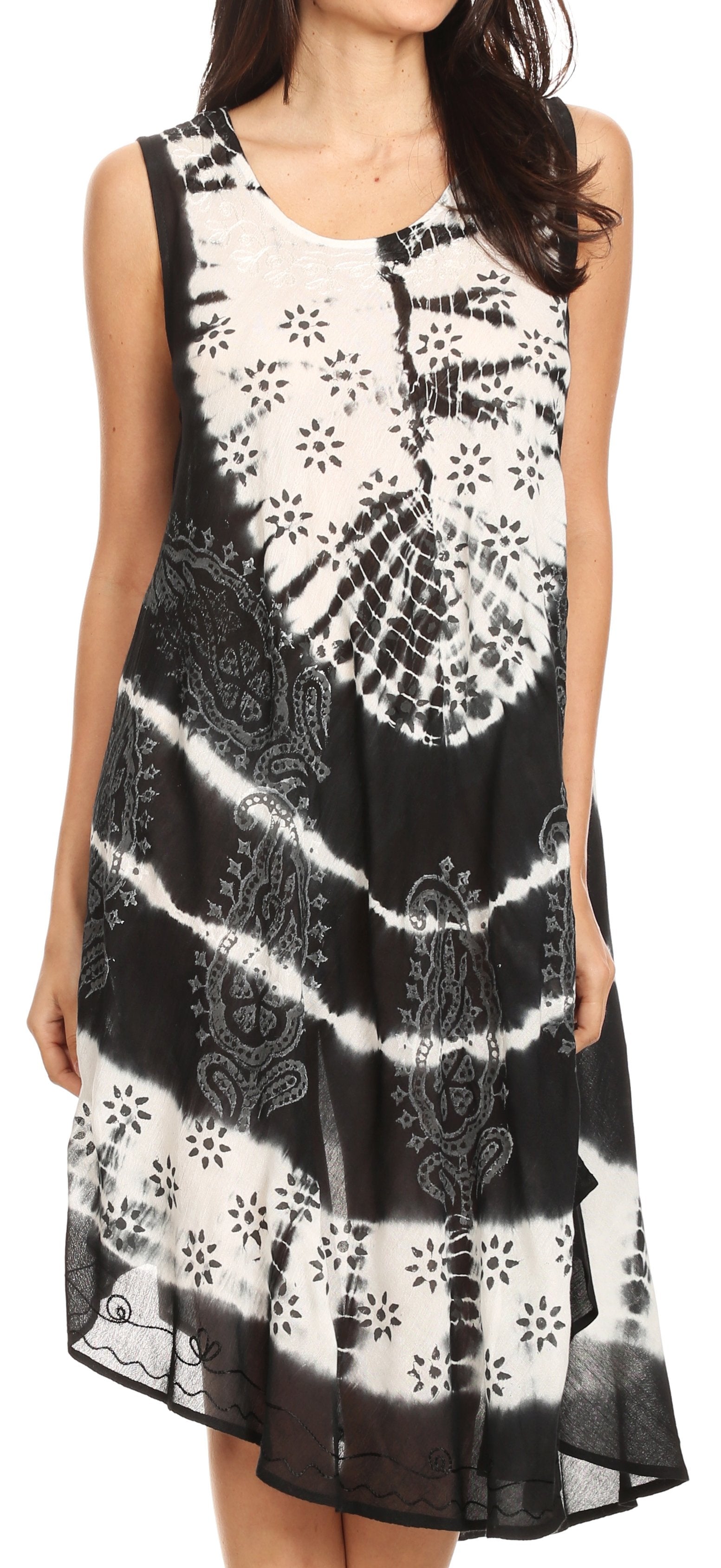 Vestido largo informal sin mangas con efecto tie-dye y tirantes finos para mujer de Sakkas Ambra