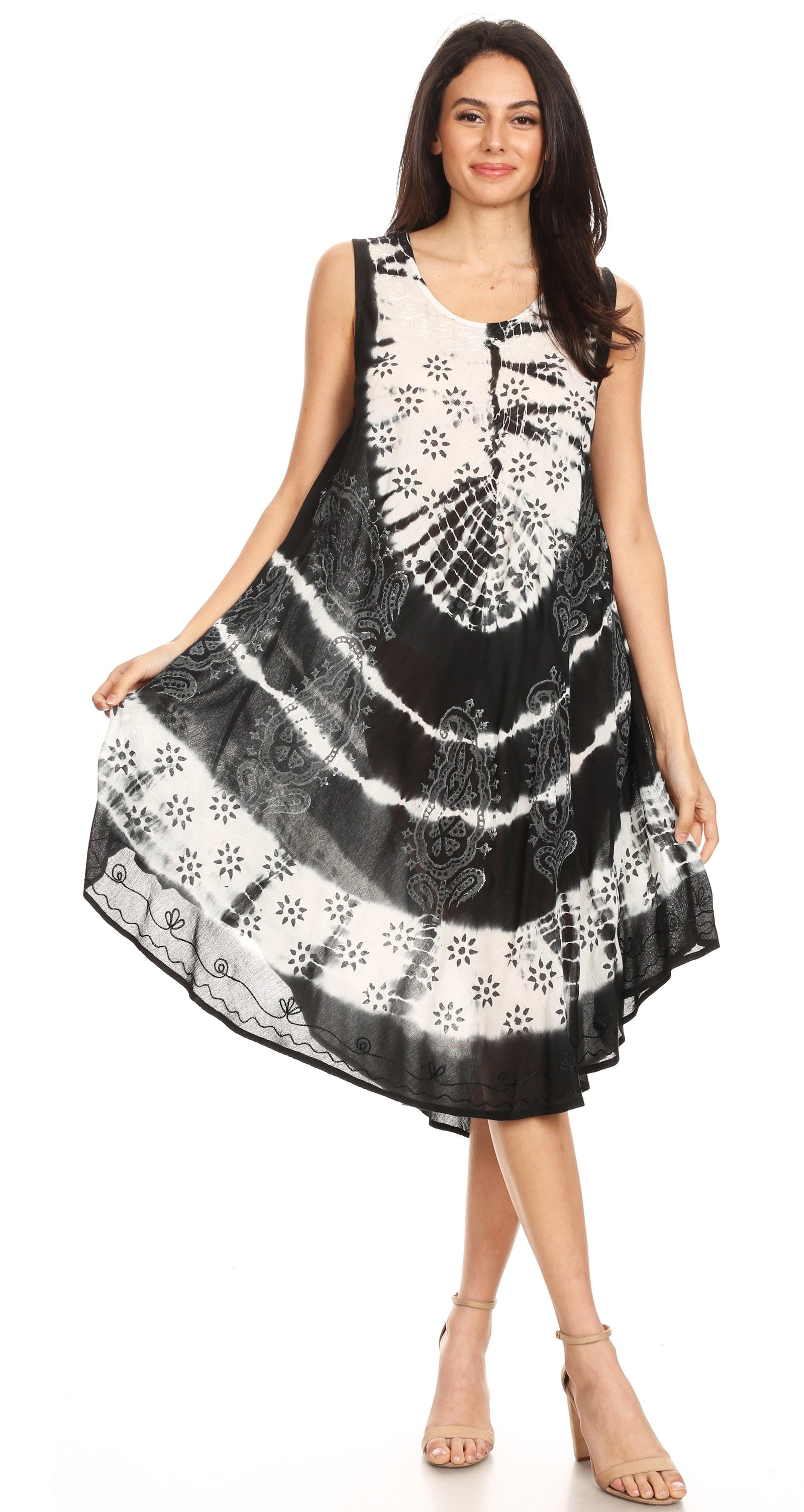 Vestido largo informal sin mangas con efecto tie-dye y tirantes finos para mujer de Sakkas Ambra