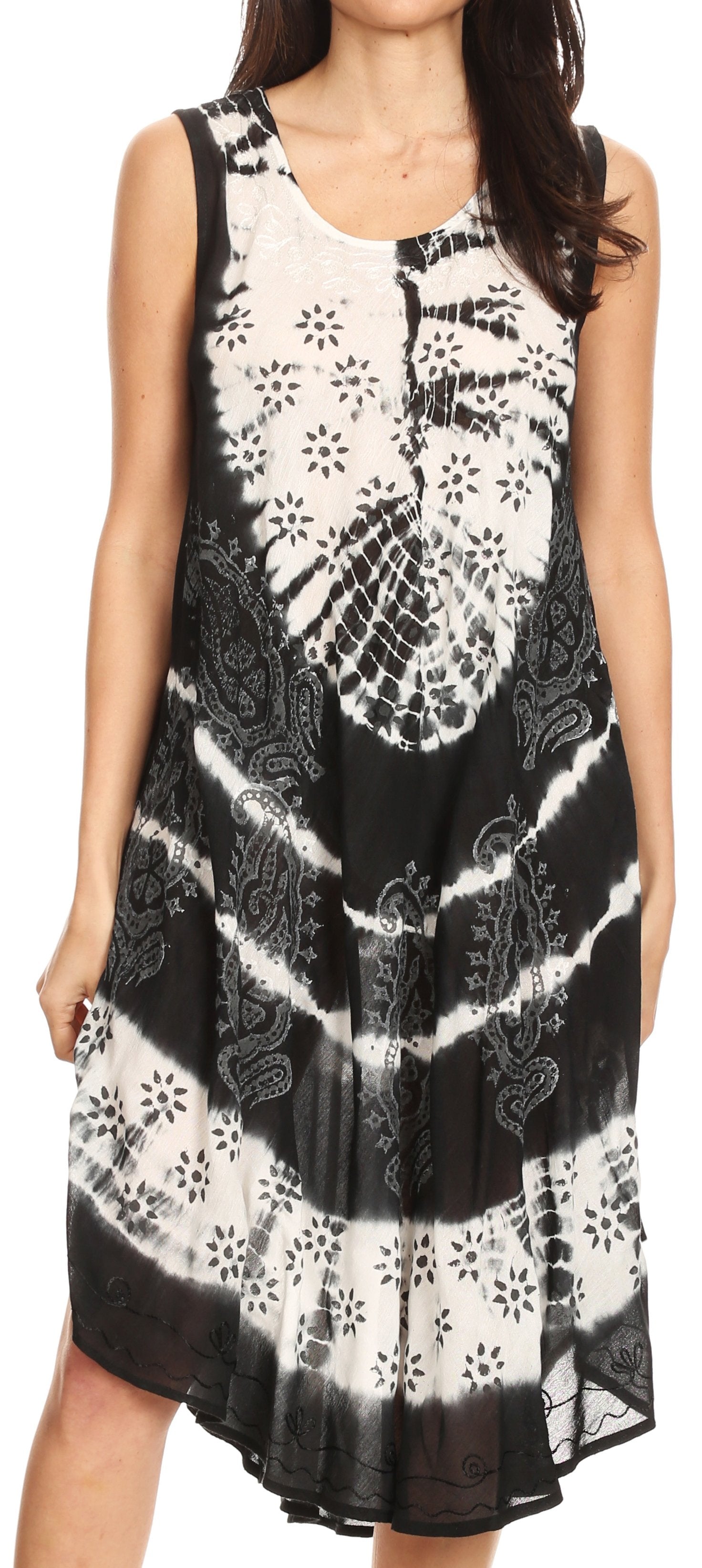 Vestido largo informal sin mangas con efecto tie-dye y tirantes finos para mujer de Sakkas Ambra