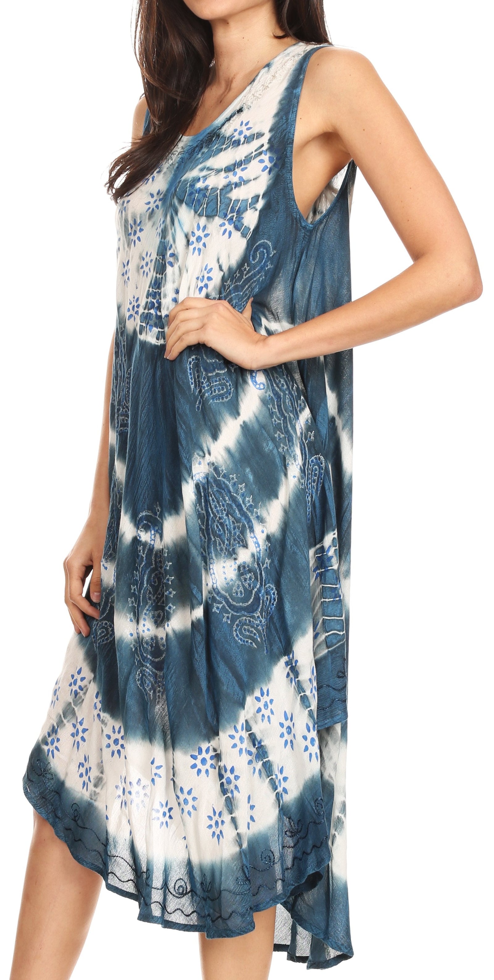 Vestido largo informal sin mangas con efecto tie-dye y tirantes finos para mujer de Sakkas Ambra