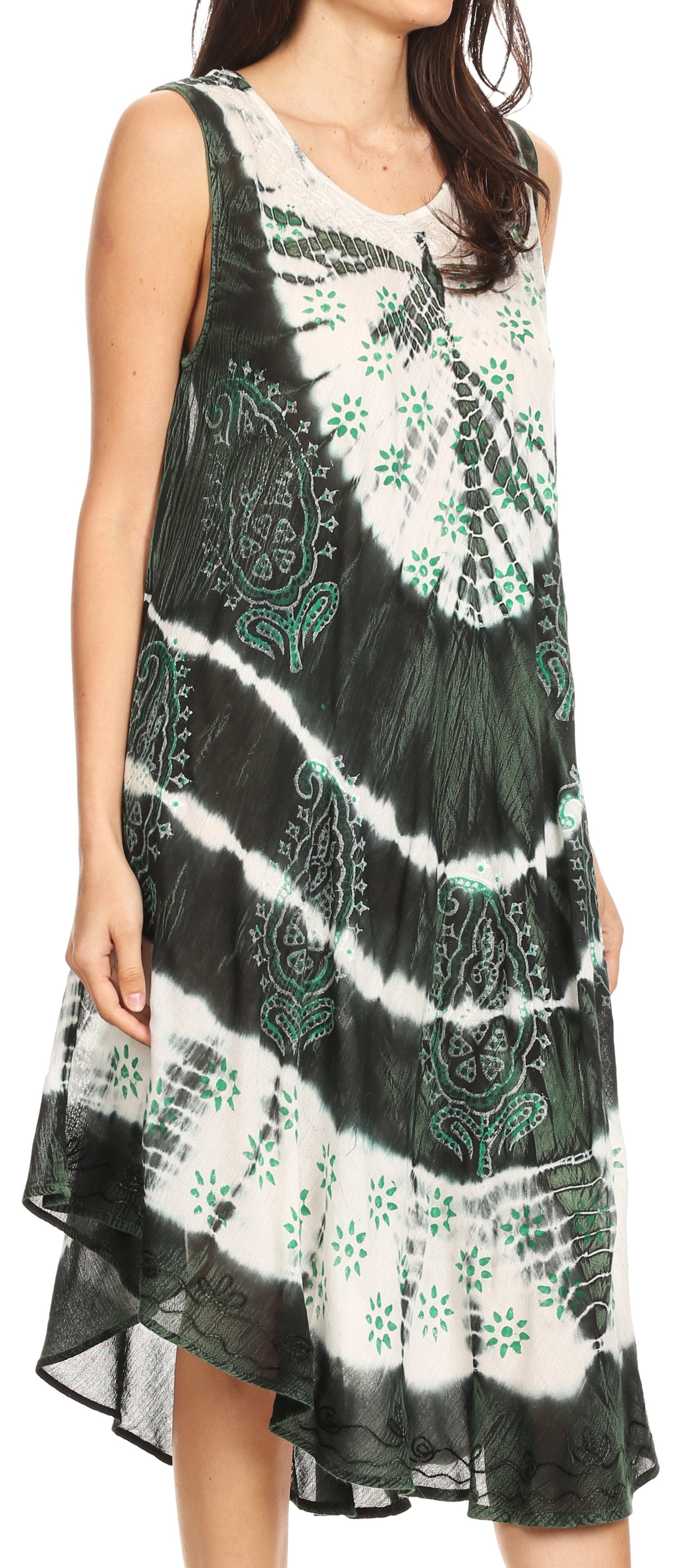 Vestido largo informal sin mangas con efecto tie-dye y tirantes finos para mujer de Sakkas Ambra