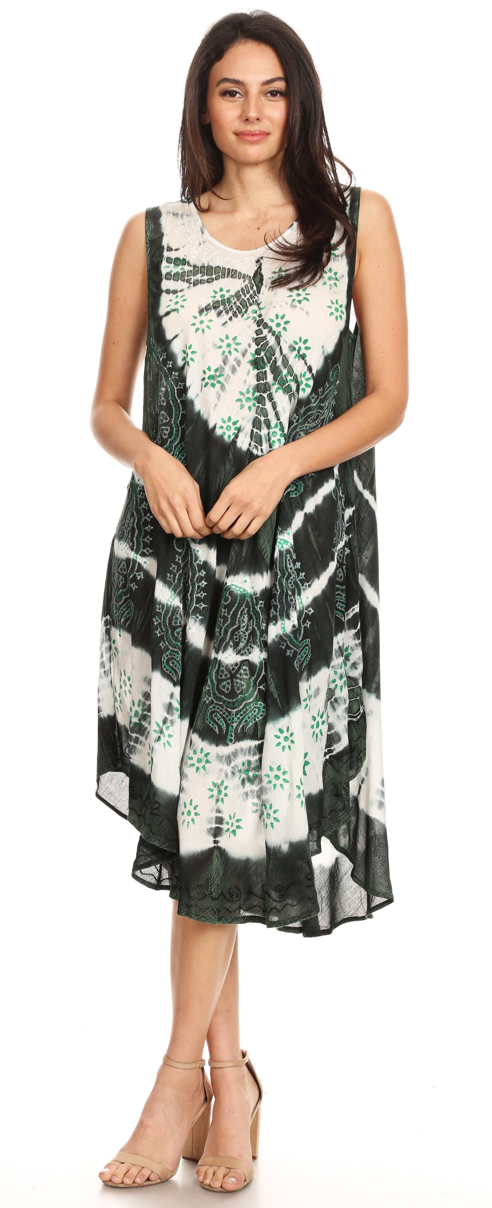 Vestido largo informal sin mangas con efecto tie-dye y tirantes finos para mujer de Sakkas Ambra