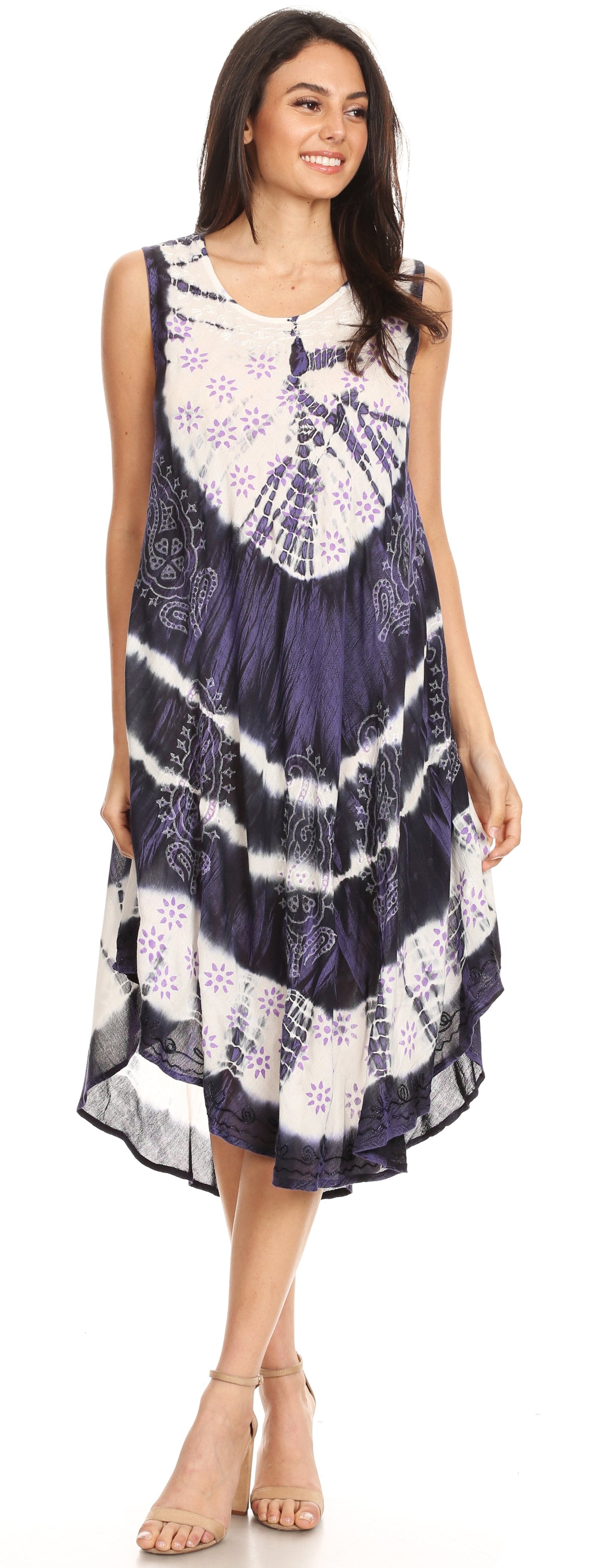 Vestido largo informal sin mangas con efecto tie-dye y tirantes finos para mujer de Sakkas Ambra