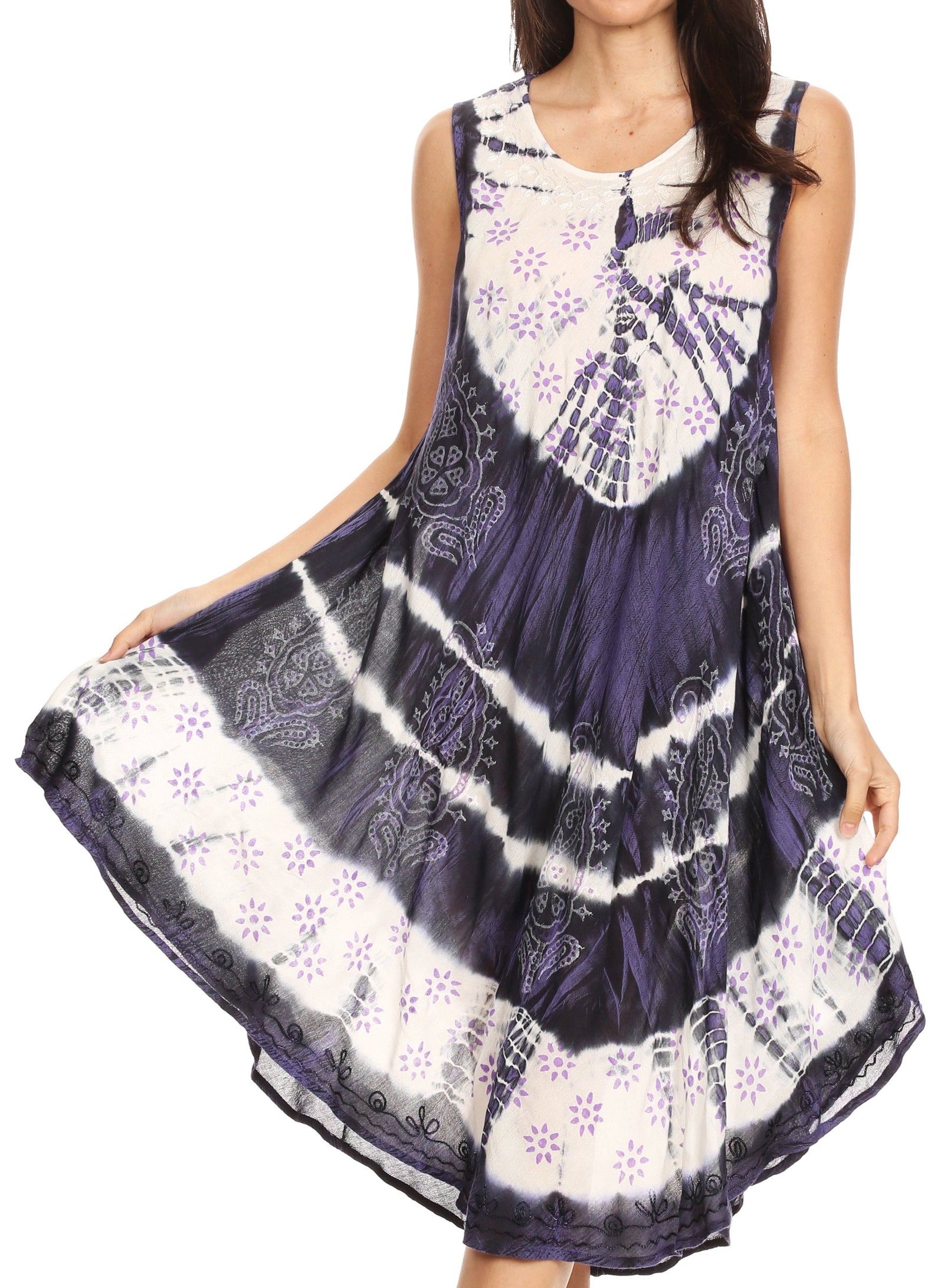 Vestido largo informal sin mangas con efecto tie-dye y tirantes finos para mujer de Sakkas Ambra