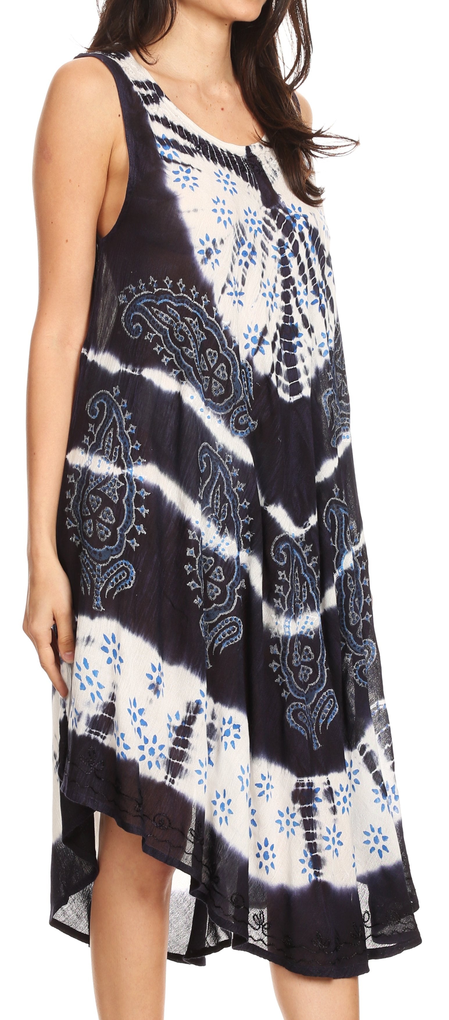 Vestido largo informal sin mangas con efecto tie-dye y tirantes finos para mujer de Sakkas Ambra