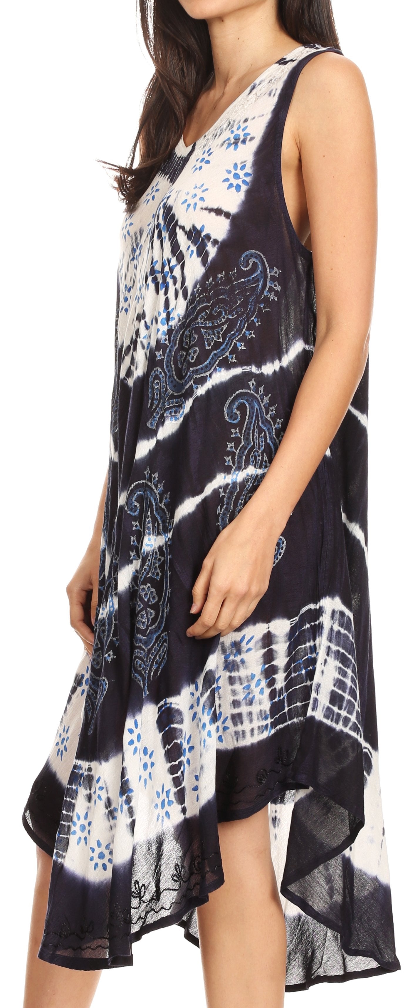 Vestido largo informal sin mangas con efecto tie-dye y tirantes finos para mujer de Sakkas Ambra