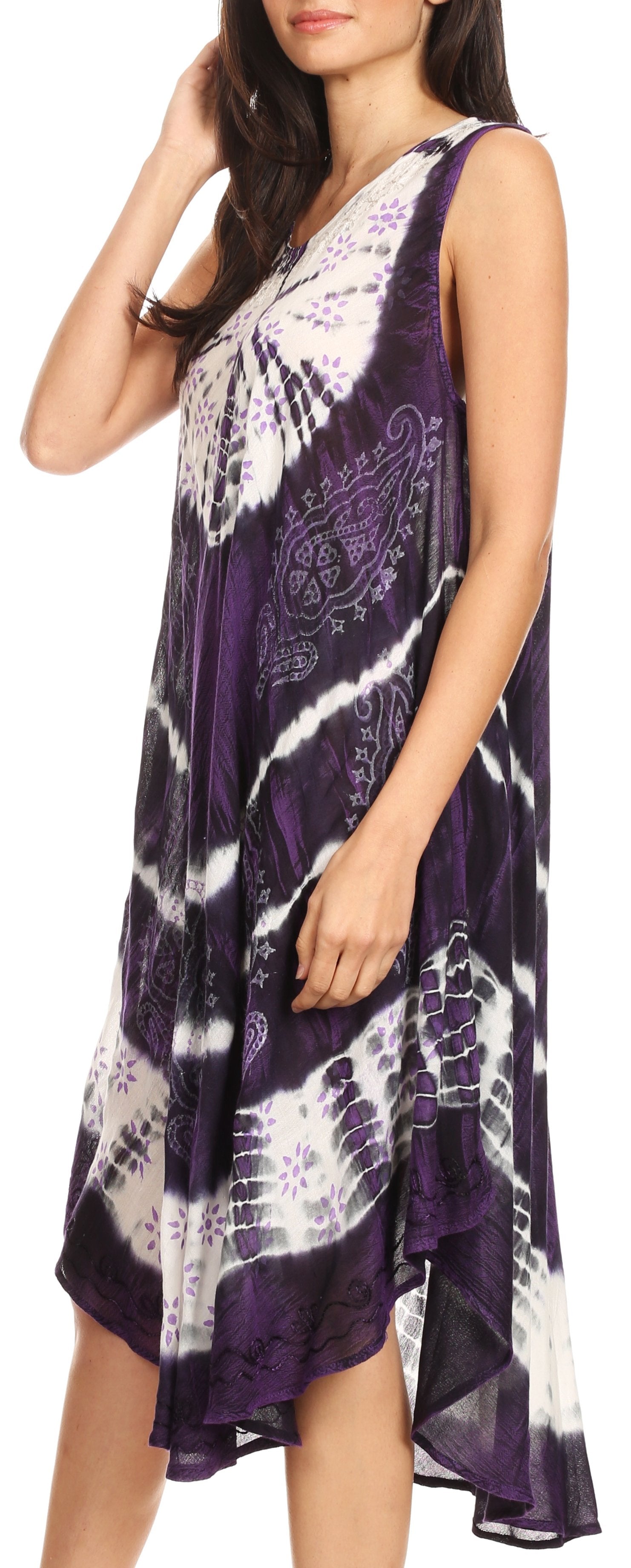 Vestido largo informal sin mangas con efecto tie-dye y tirantes finos para mujer de Sakkas Ambra