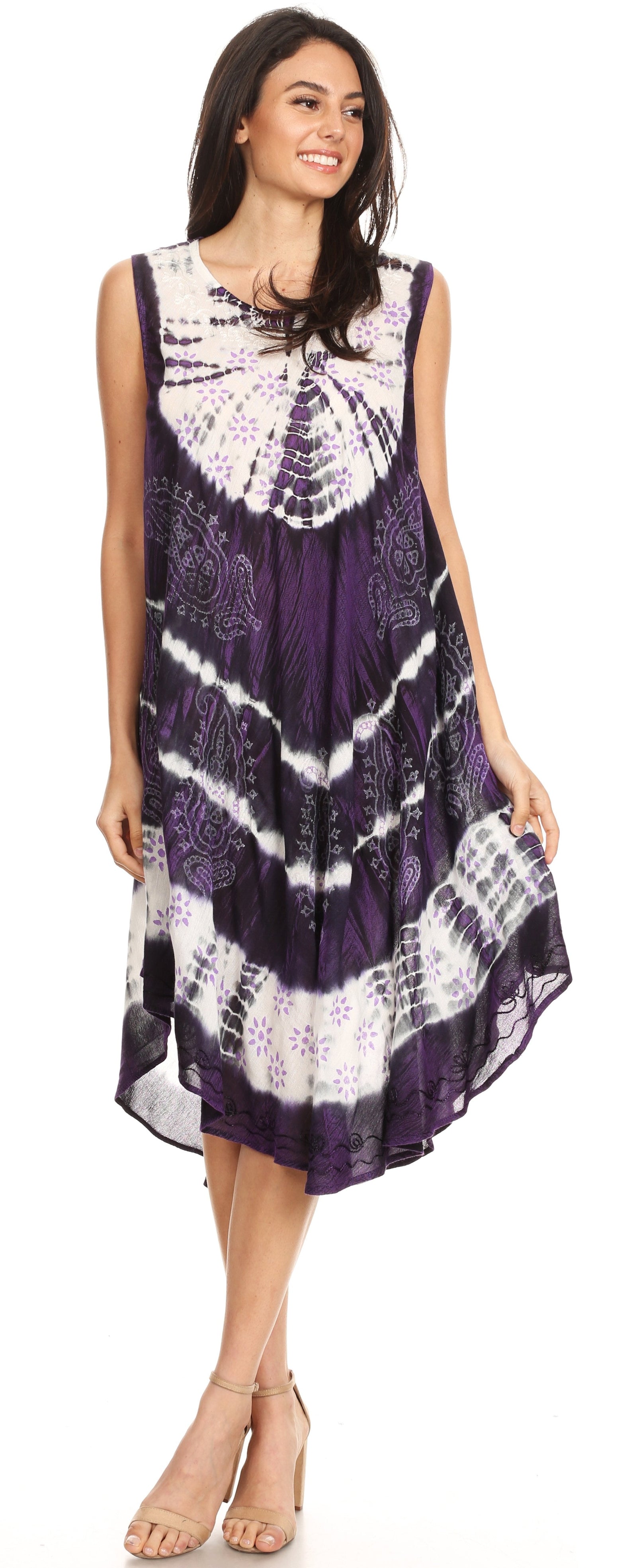 Vestido largo informal sin mangas con efecto tie-dye y tirantes finos para mujer de Sakkas Ambra