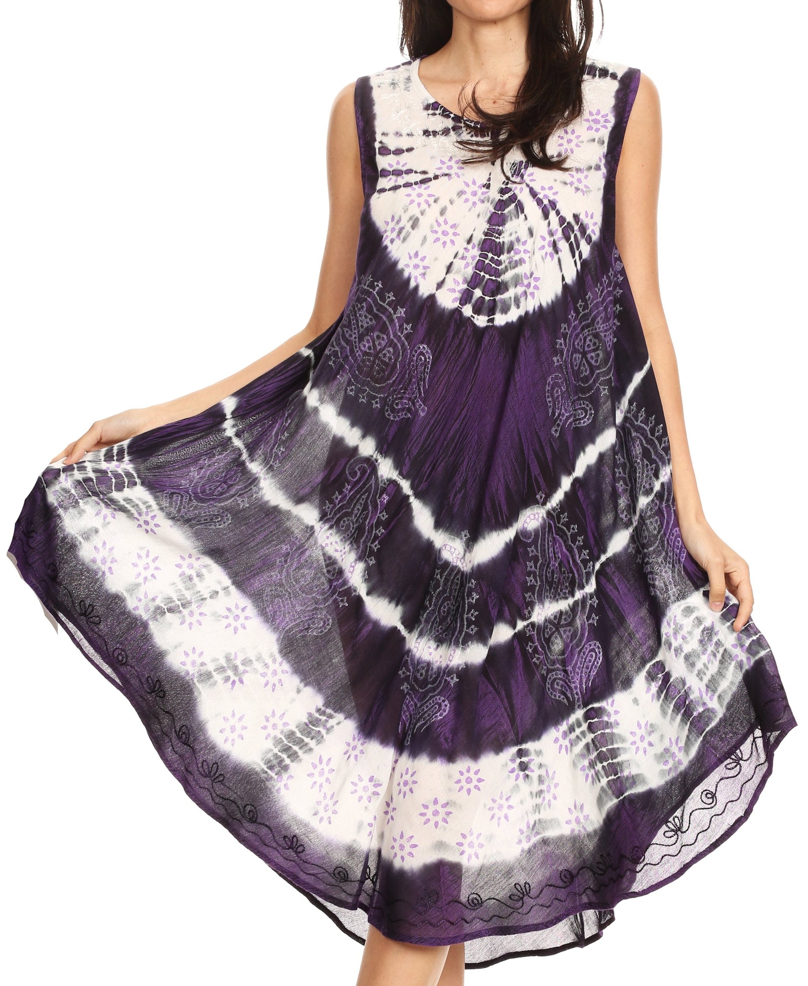 Vestido largo informal sin mangas con efecto tie-dye y tirantes finos para mujer de Sakkas Ambra