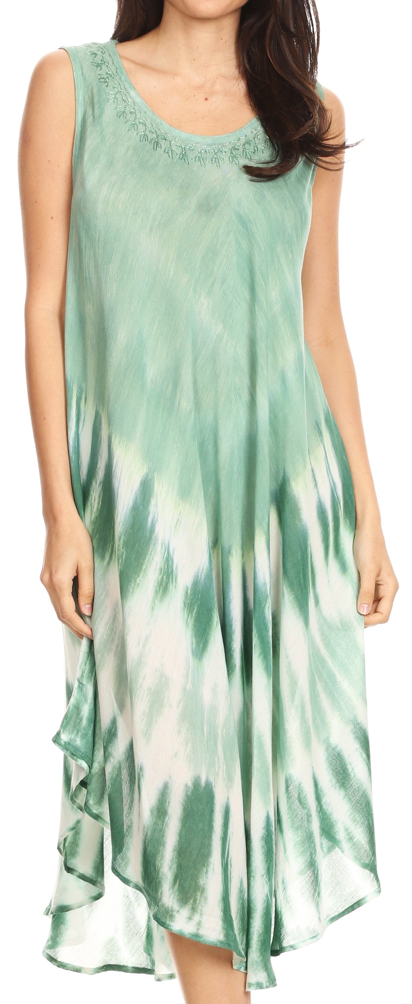 Vestido largo informal sin mangas con efecto tie-dye y tirantes finos para mujer de Sakkas Ambra