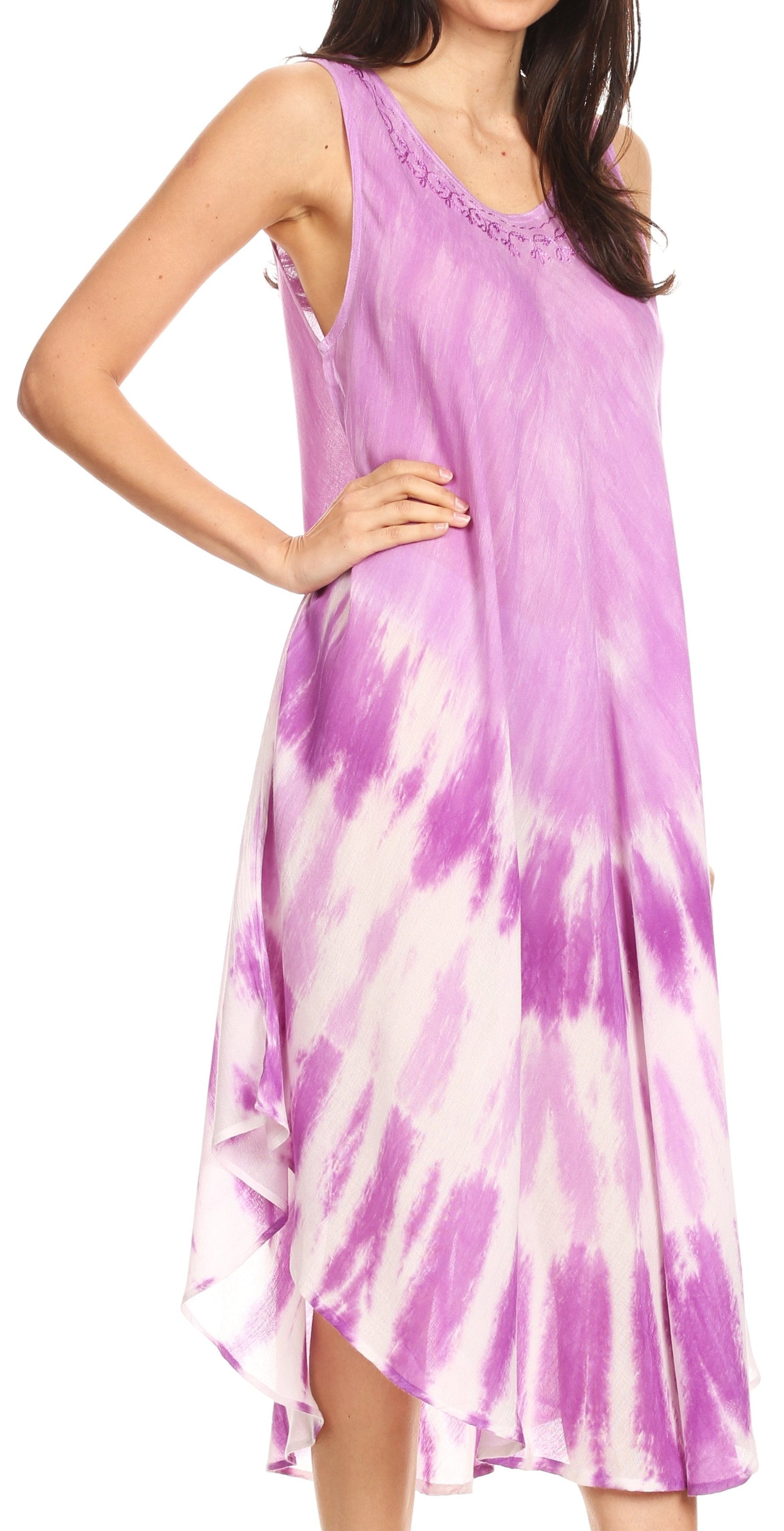 Vestido largo informal sin mangas con efecto tie-dye y tirantes finos para mujer de Sakkas Ambra