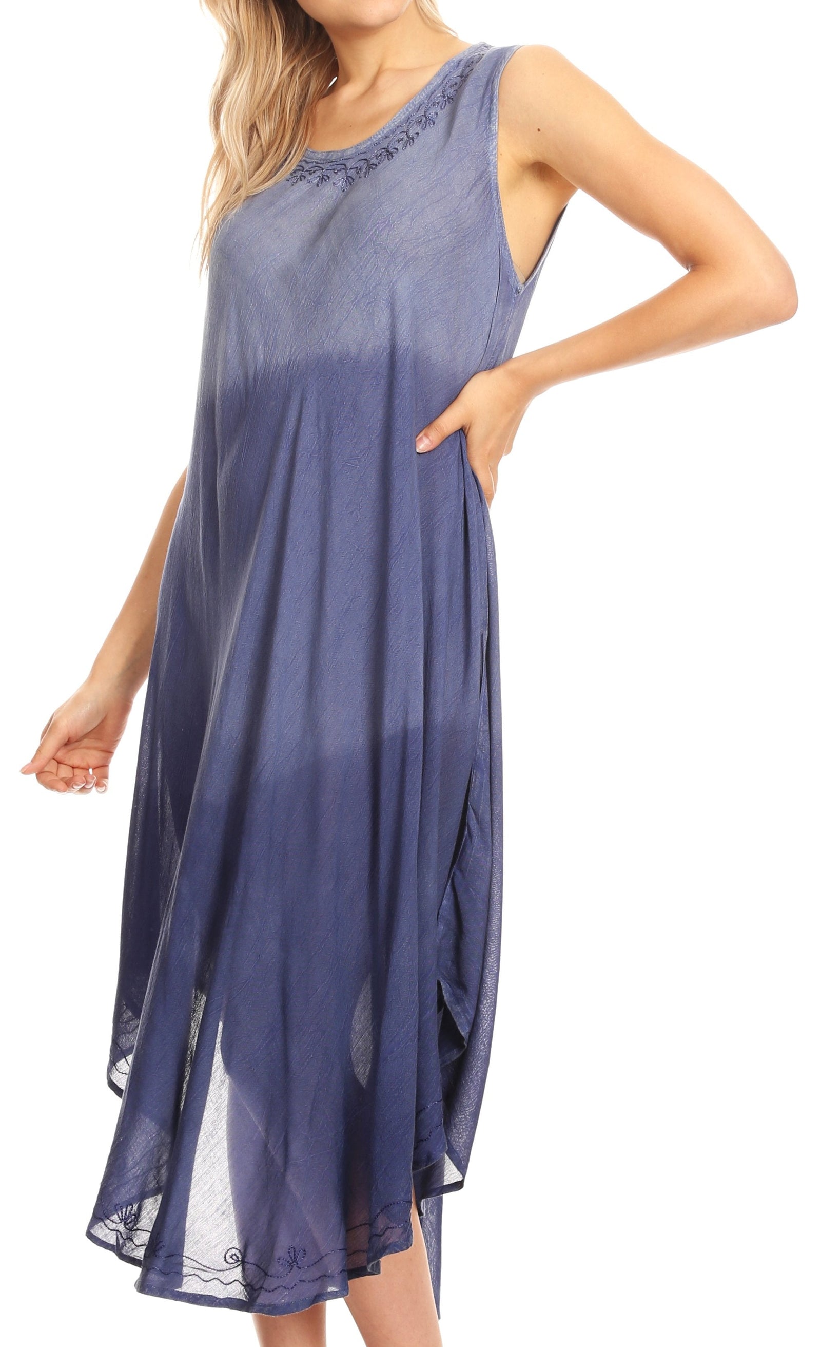 Vestido largo informal sin mangas con efecto tie-dye y tirantes finos para mujer de Sakkas Ambra