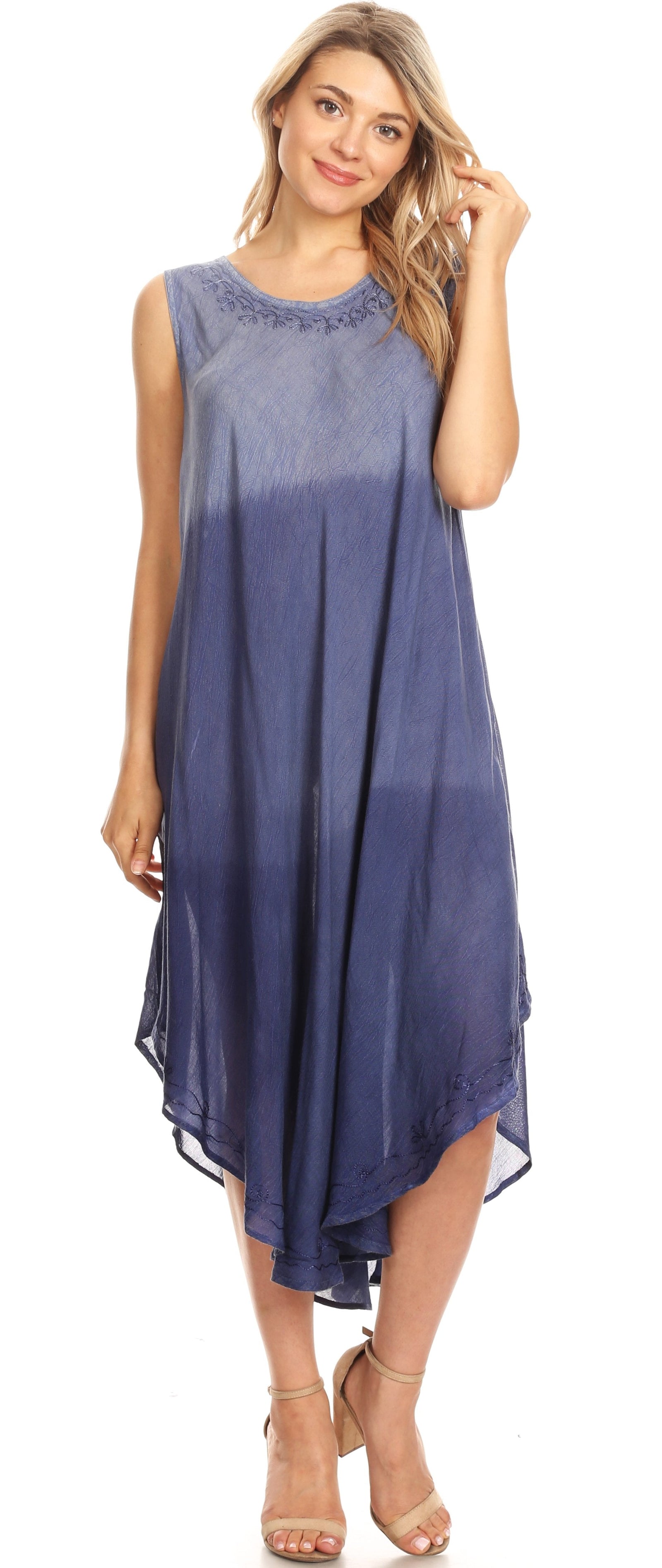 Vestido largo informal sin mangas con efecto tie-dye y tirantes finos para mujer de Sakkas Ambra