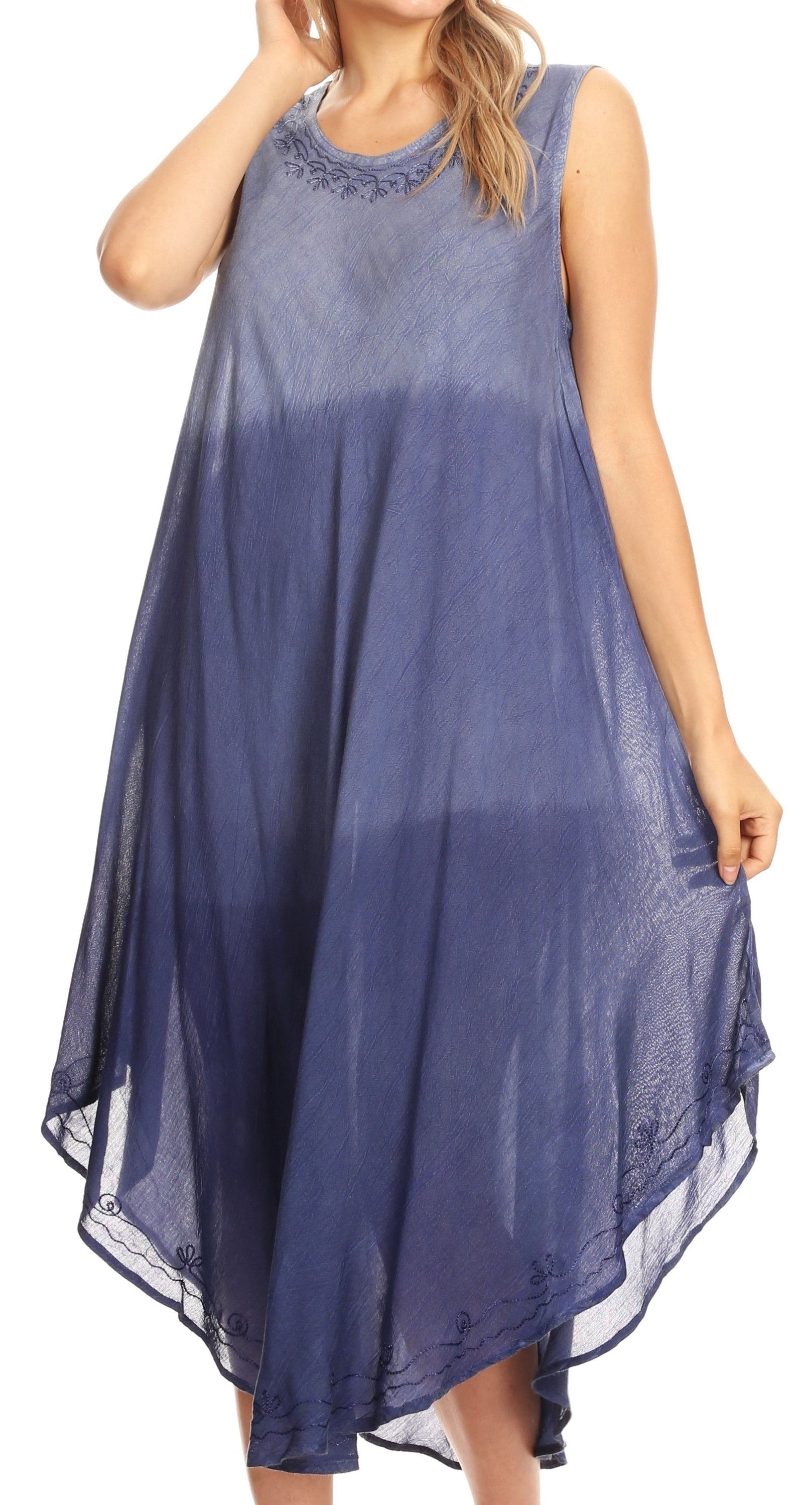 Vestido largo informal sin mangas con efecto tie-dye y tirantes finos para mujer de Sakkas Ambra
