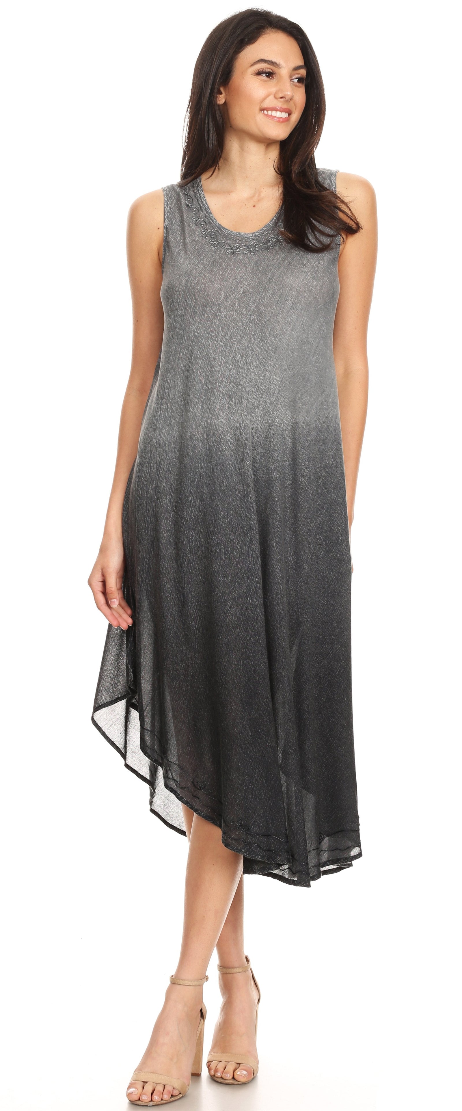 Vestido largo informal sin mangas con efecto tie-dye y tirantes finos para mujer de Sakkas Ambra