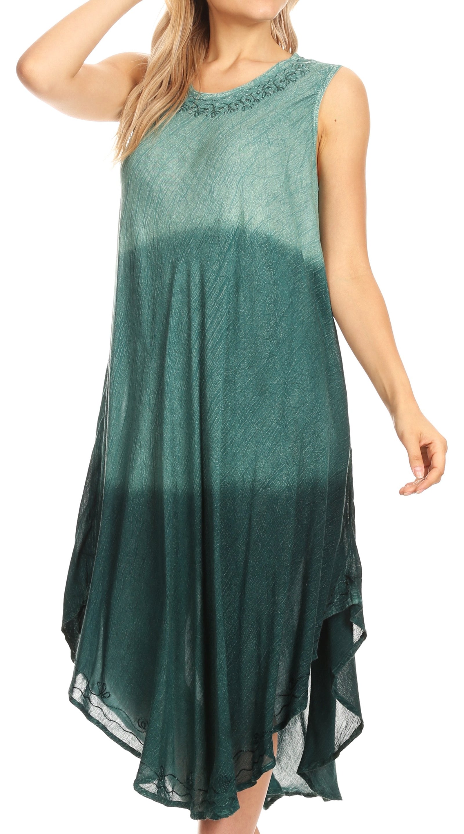 Vestido largo informal sin mangas con efecto tie-dye y tirantes finos para mujer de Sakkas Ambra