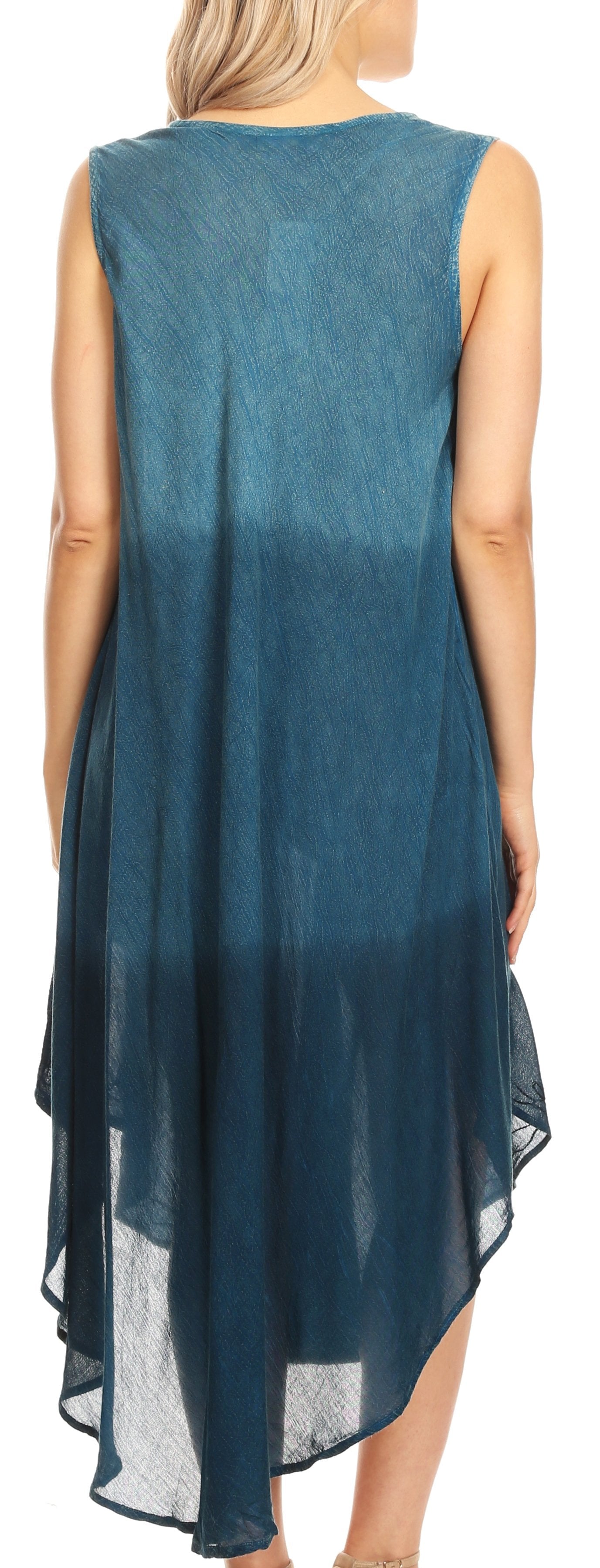 Vestido largo informal sin mangas con efecto tie-dye y tirantes finos para mujer de Sakkas Ambra