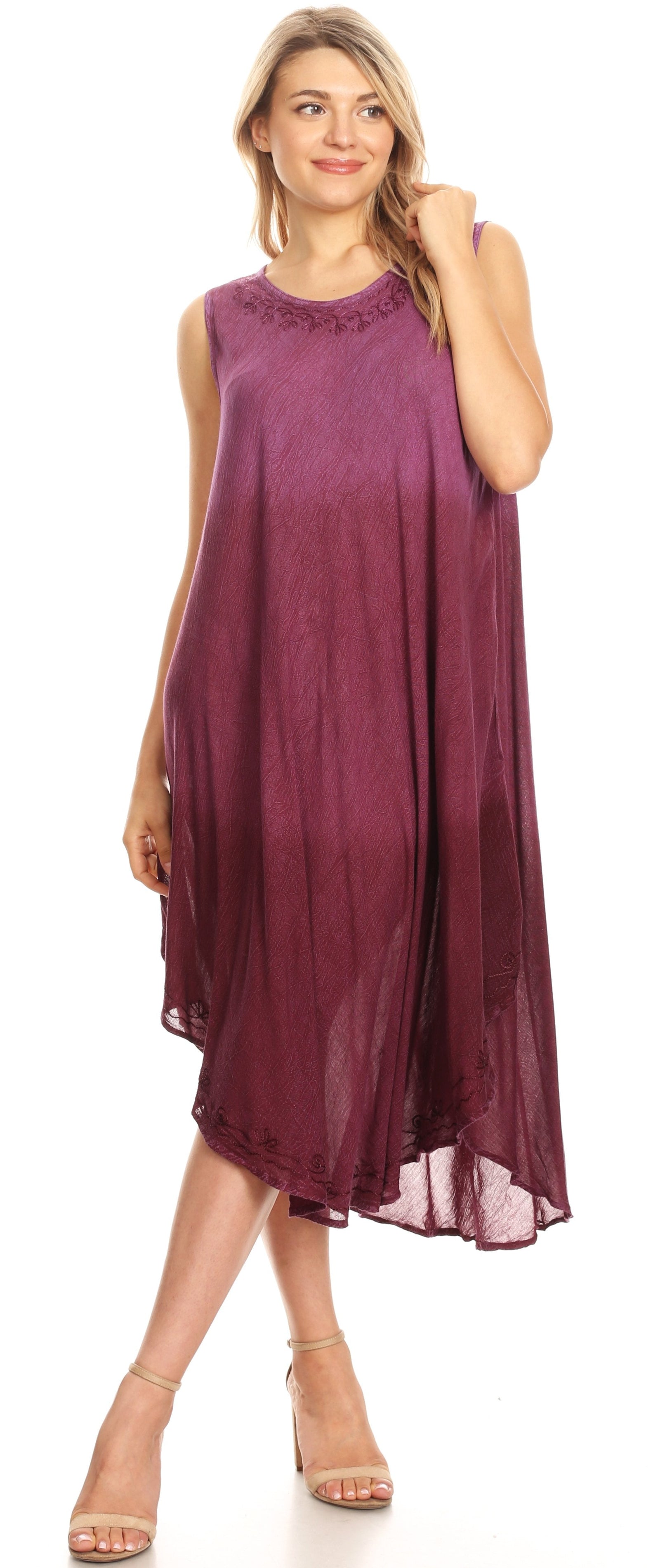 Vestido largo informal sin mangas con efecto tie-dye y tirantes finos para mujer de Sakkas Ambra