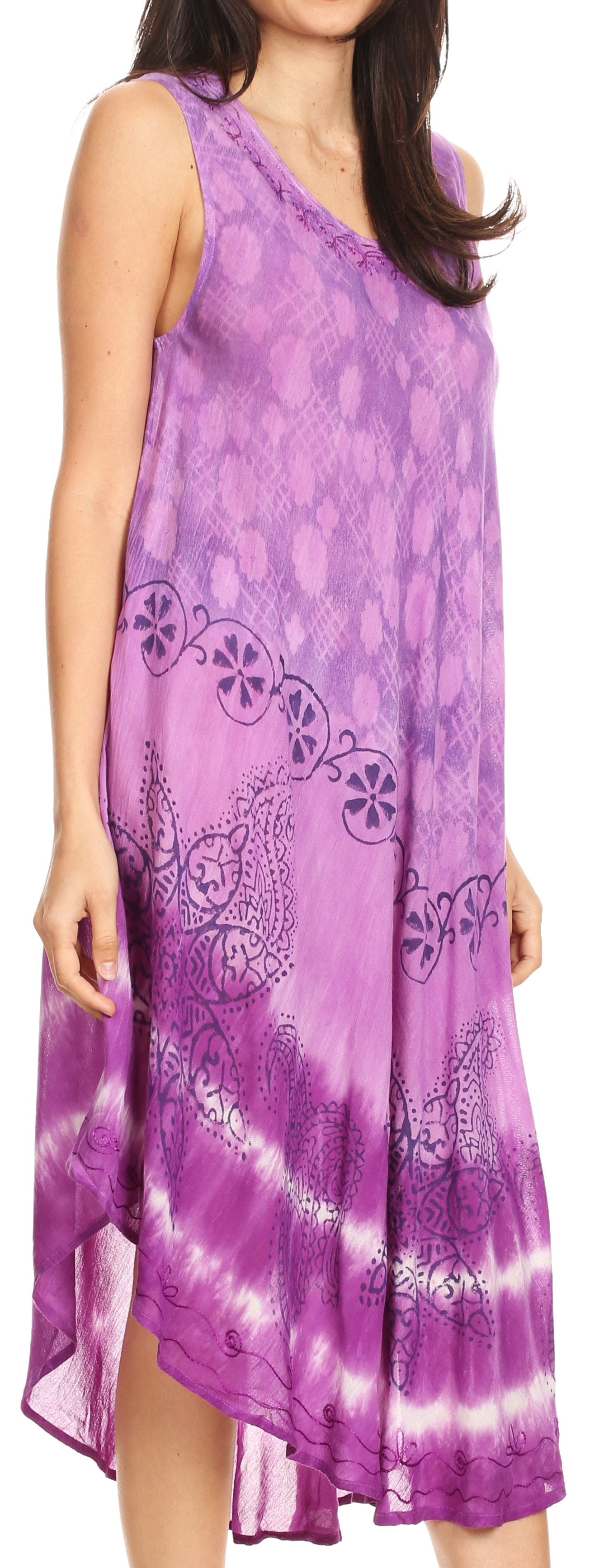 Vestido largo informal sin mangas con efecto tie-dye y tirantes finos para mujer de Sakkas Ambra