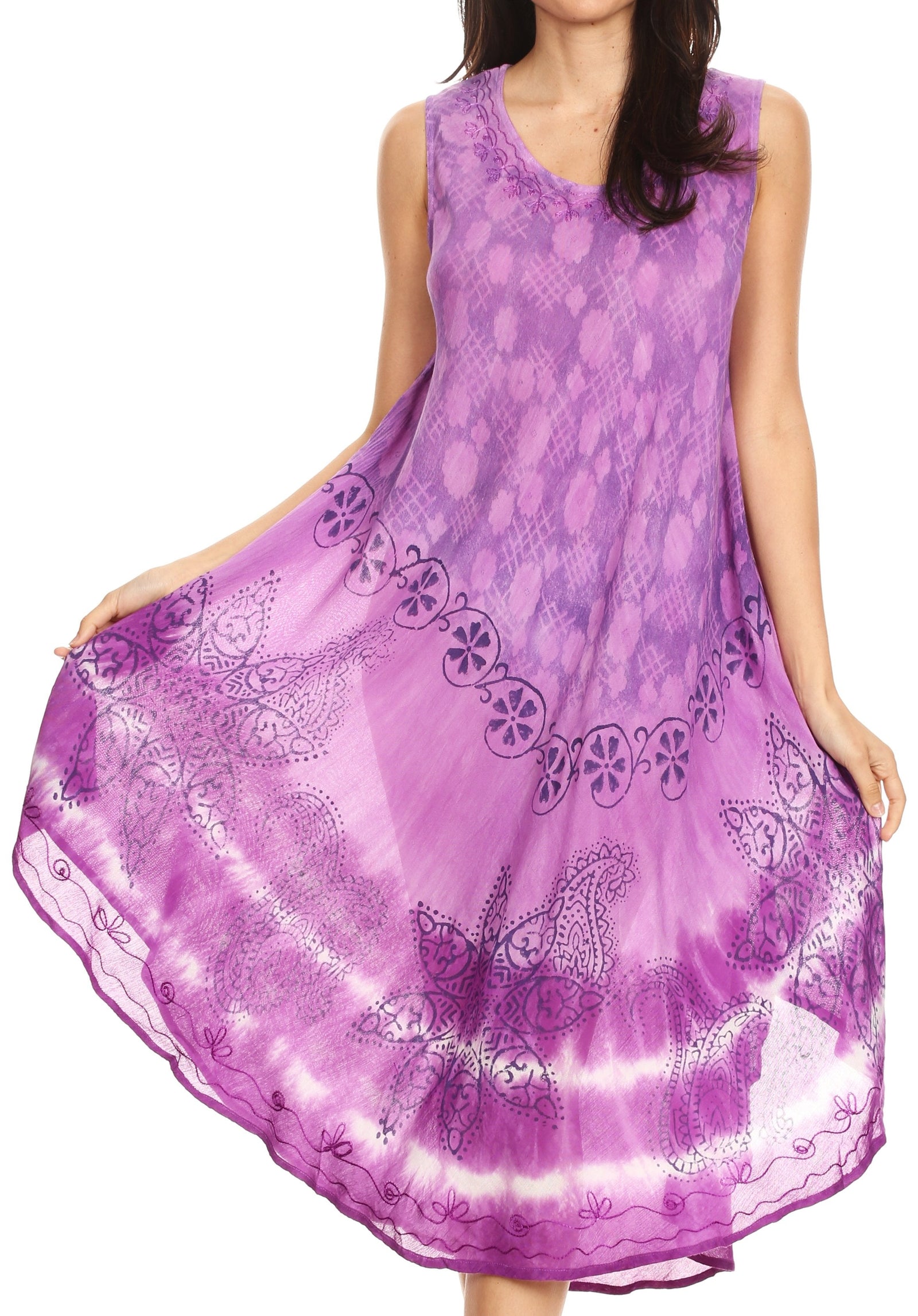 Vestido largo informal sin mangas con efecto tie-dye y tirantes finos para mujer de Sakkas Ambra