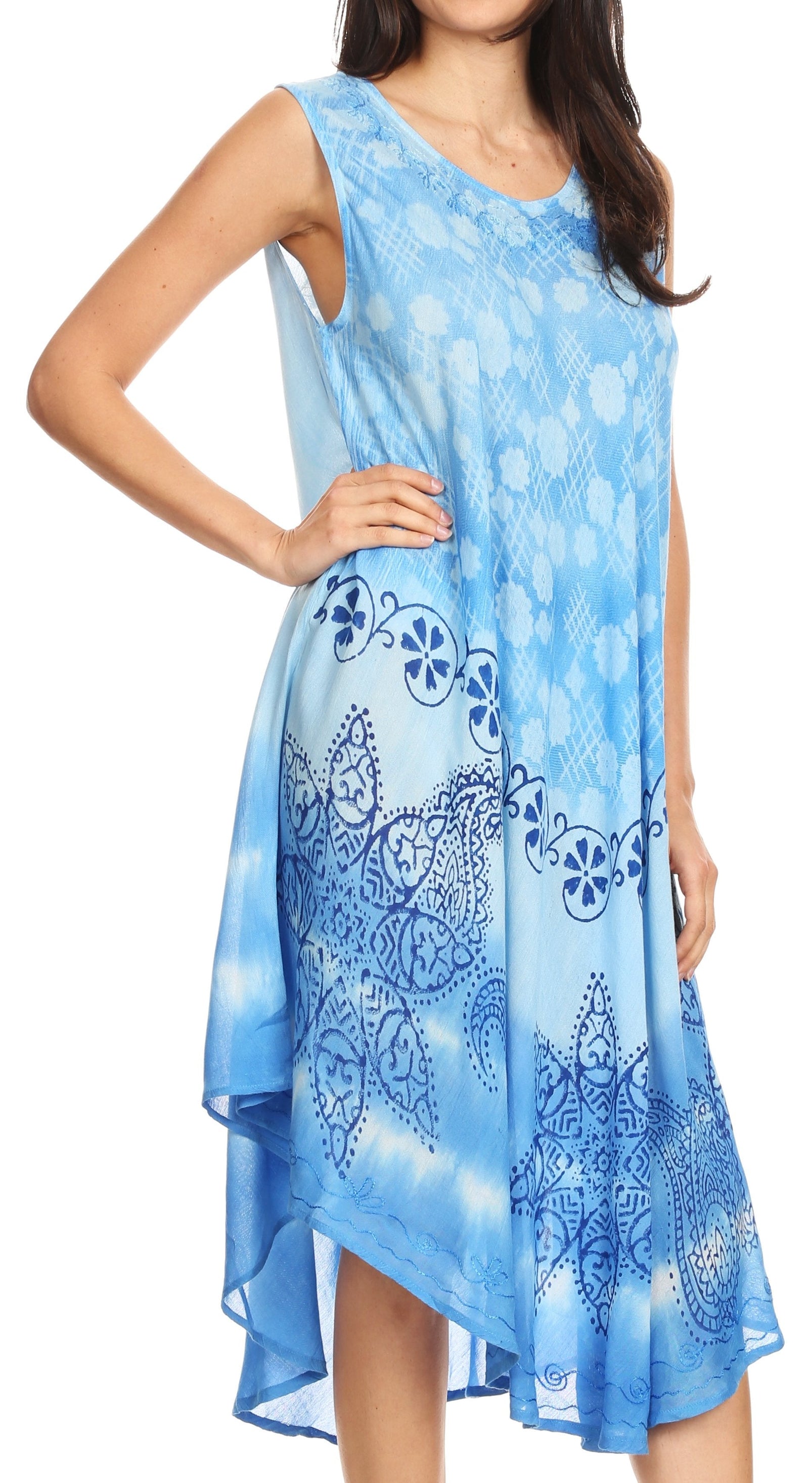 Vestido largo informal sin mangas con efecto tie-dye y tirantes finos para mujer de Sakkas Ambra